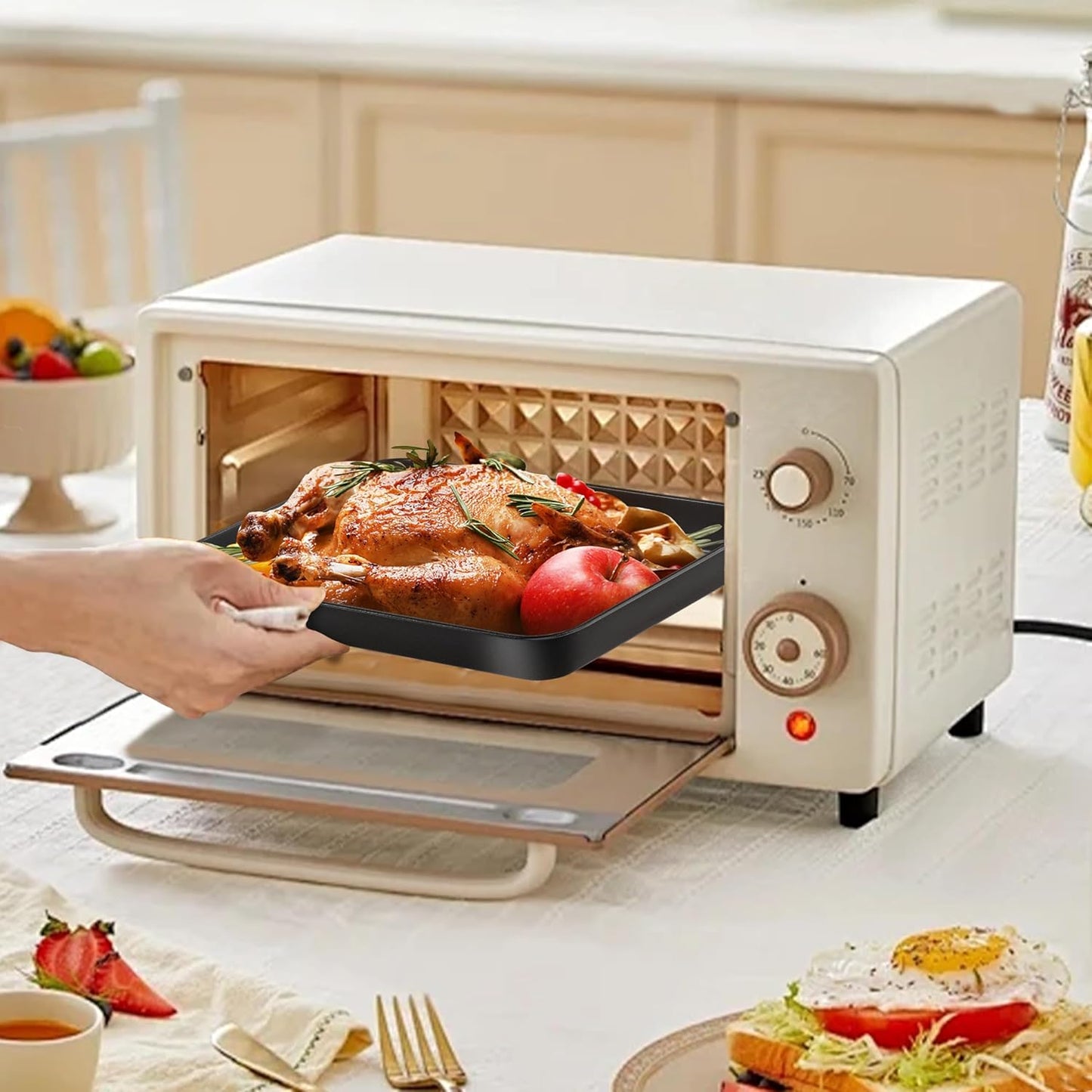 LIANYU Non-stick Baking Cake Pan, 12⅓ x 9¾ x 2 Inch Lasagna Brownies Bread Casseroles Pan, Stainless Steel Rectangle Bakeware for Toaster Oven, Non-Toxic & Healthy Coating, Easy Release