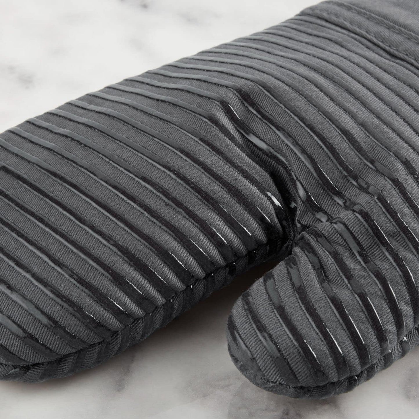 KitchenAid Quilted Cotton Terry Cloth Oven Mitt, Pot Holder Heat Resistant, 16"x26", 7"x13" & 7"x10", Charcoal Grey