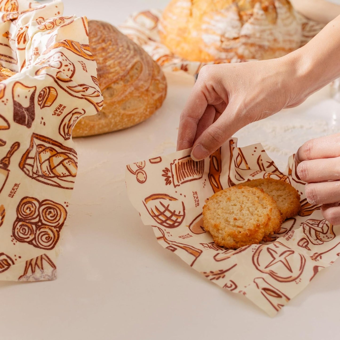 Bee's Wrap Beeswax Wraps for Food - Bakery Lane 3 Pack (S, M, L) Made in USA Reusable & Organic Food Wraps, Sandwich Wrap & Bowl Covers - Eco-Friendly Alternative to Aluminum Foil & Plastic Wrap