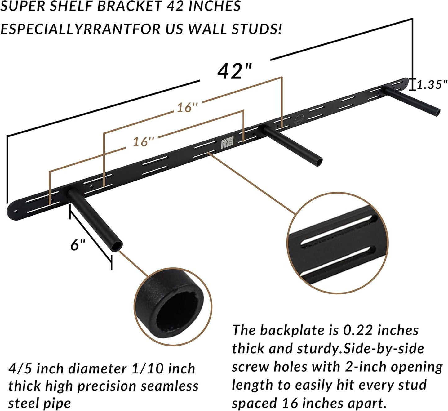 Rustic Floating Shelves 48 inch Long 8 inch deep Set of 2, Solid Wood Wall Shelves for Bedroom Living Room Kitchen,Book Shelf for Wall, Wall Mounted Shelves with Hidden Bracket- Gold Oak