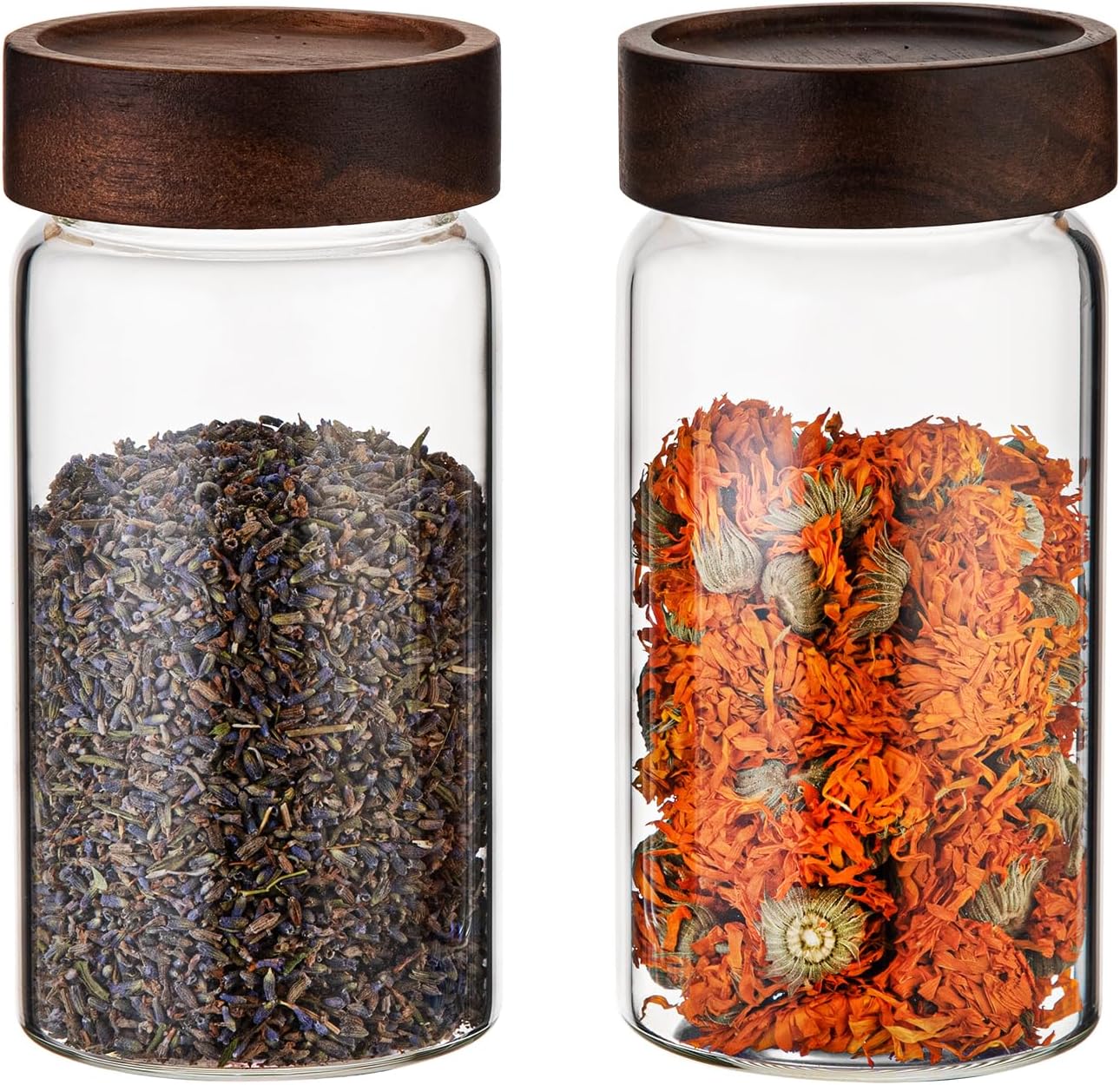 Glass Coffee Jars with Top Screw Lid Round Food Storage Canister Clear Glass Jar for Pantry Sugar Tea Coffee Bean Spice Nuts Cookies Bath Salts (2×550ml(18oz))