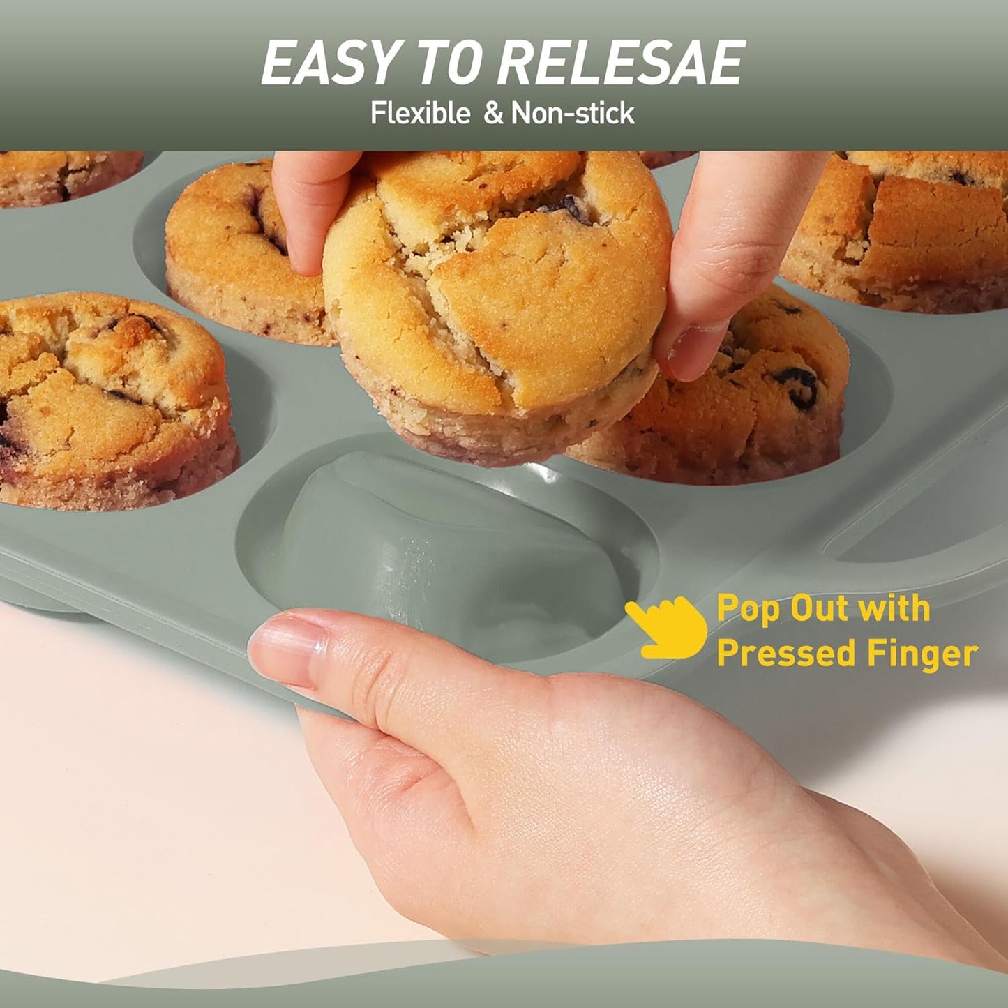 24 Cups Silicone Muffin Pan with Metal Reinforced Frame Mini Size Cupcake Pan Tray Egg Bites Silicone Circle Cookie Molds Little Small Muffin Tin Tart Pans Baking Sheet Set for Sandwiches