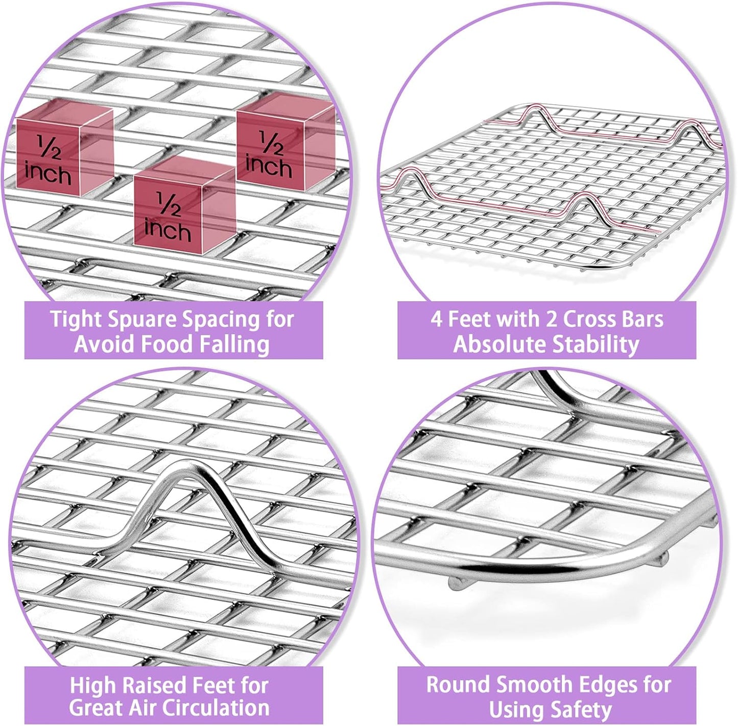 P&P CHEF Toaster Oven Pan with Wire Rack, Stainless Steel Baking Oven Sheet Tray, Bacon Pan and Cooling Rack for Cooking Roasting Cookie, Dishwasher Safe & Easy Clean, 9 x 7 x 1 Inch