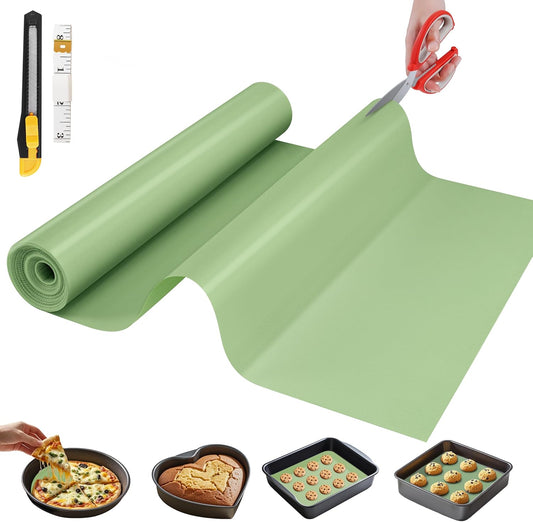 Silicone Baking Mat, 12 IN x 6 FT Free Cutting Baking Sheet,Non-Stick Reusable Dough & Pastry Mat,Non-Slip Silicone Mat Roll for Air Fryer Liner,Freeze Dryer,Oven Baking Pan,Kitchen Counter