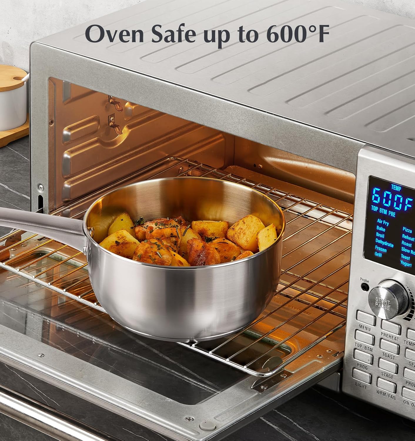 KOCH SYSTEME CS 1 Quart Stainless Steel Saucepan, 1 Quart Saucepan with Lid, Premium Steel Sauce Pan, Indutcion Sauce Pan with Lid, Small Sauce Pot, Stainless Steel Pot 1 QT, Oven Safe