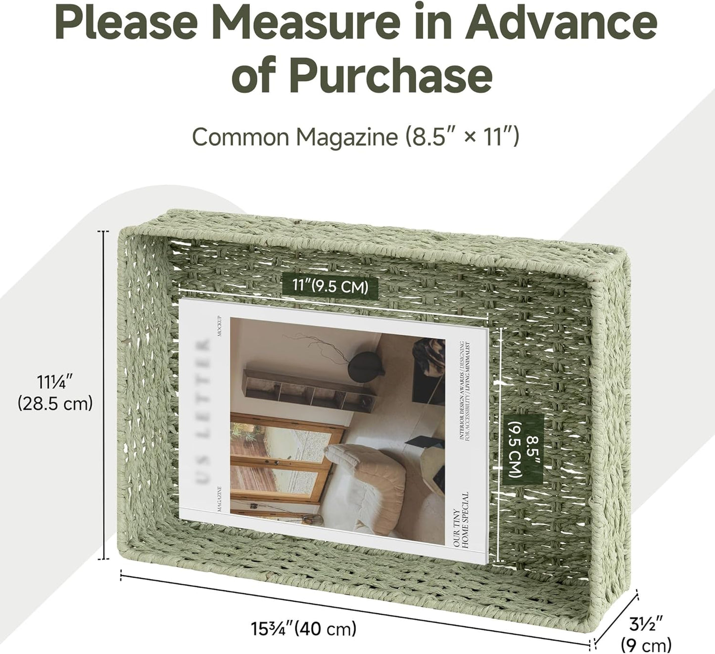 StorageWorks Bathroom Vanity Tray for Countertop, Bathroom Counter Tray for Decorative, Toilet Paper Baskets, Green, Larger, 2 Pack