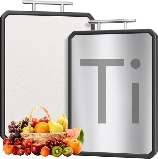 Titanium Cutting Boards for Kitchen, Large 16x11 Inch Pure Titanium and Wheat Straw PP Double Sided Chopping Board, Dishwasher Safe, Easy to Clean