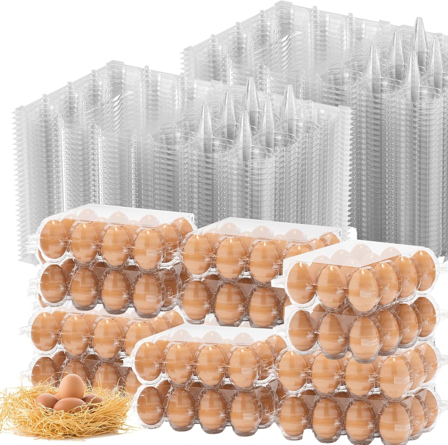 180 Pack Egg Cartons Cheap Bulk 12 Count Clear Plastic Egg Containers for Chicken Eggs, Reusable Egg Holder for Home Ranch Farm Commercial Market Display, Plastic Egg Packaging for Craft Projects