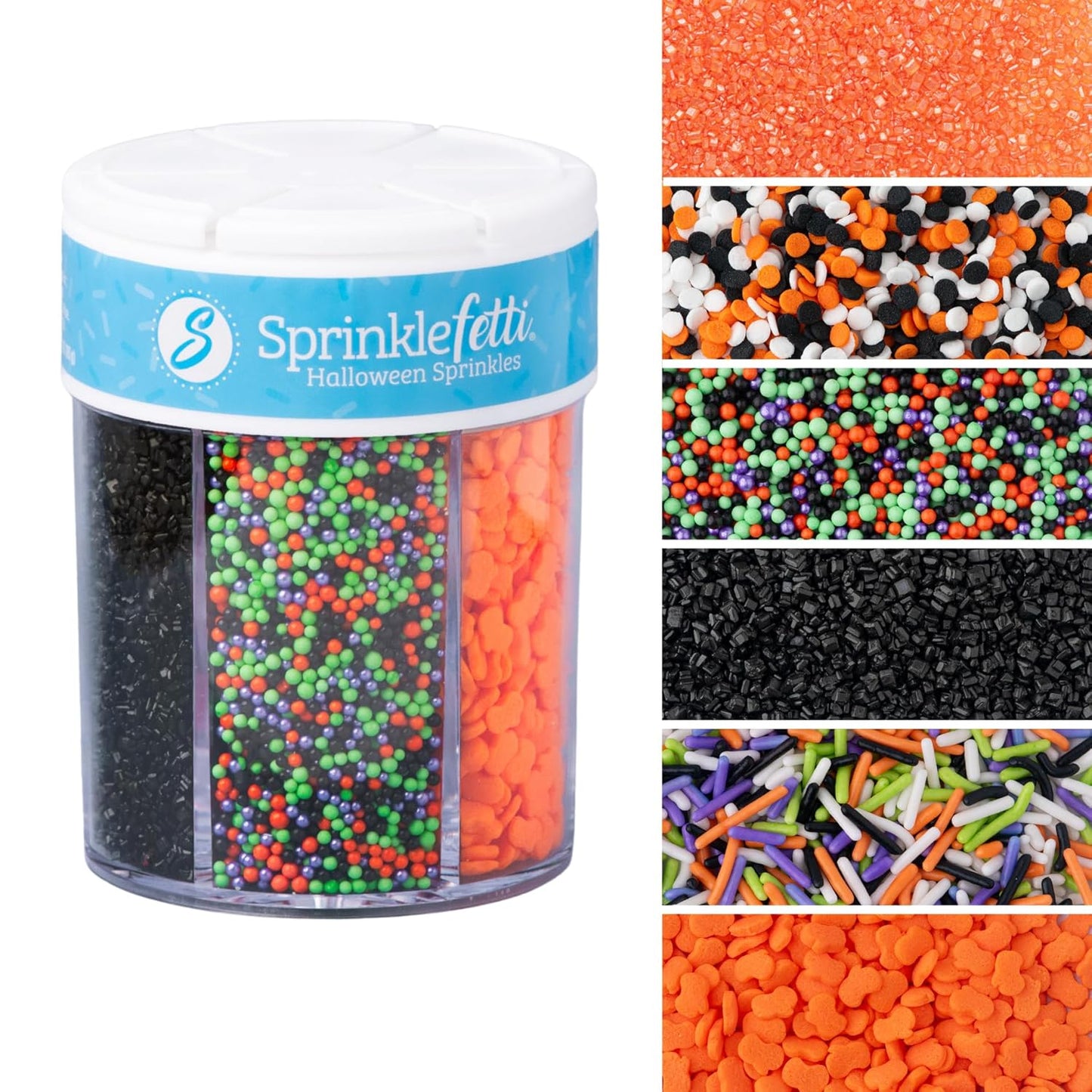 Sweets Indeed Sprinkles 6 Cell Edible Sprinkle Mix Jimmies Perfect for Cake Decorations Baking Ice Cream Cookies Cupcake Topper (Halloween)