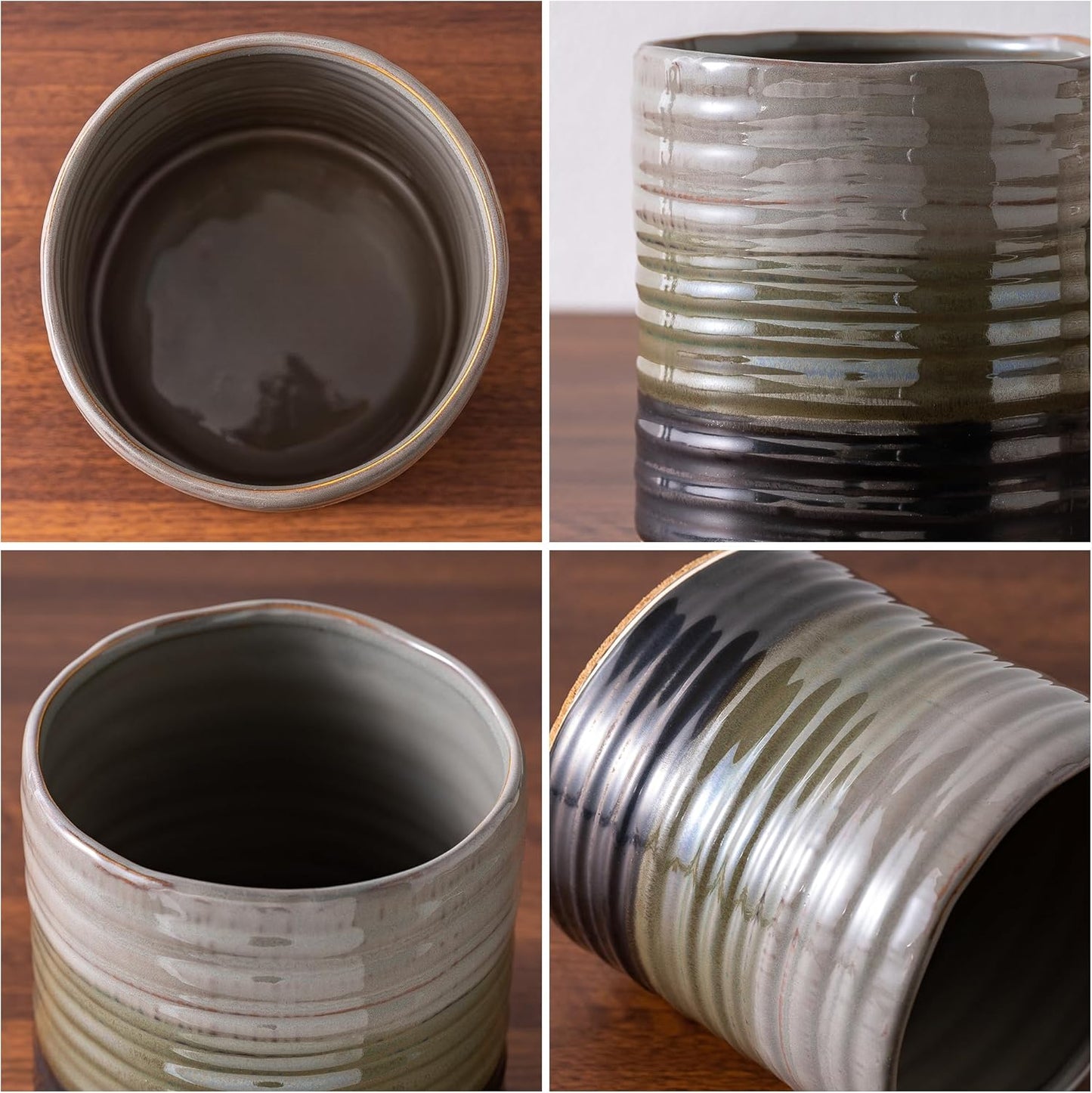 Utensil Holder 5.3" for Countertop, Ceramic Utensil Crocks for Kitchen Counter, Farmhouse Kitchen Décor Utensil Holder, Protection Cork Bottom