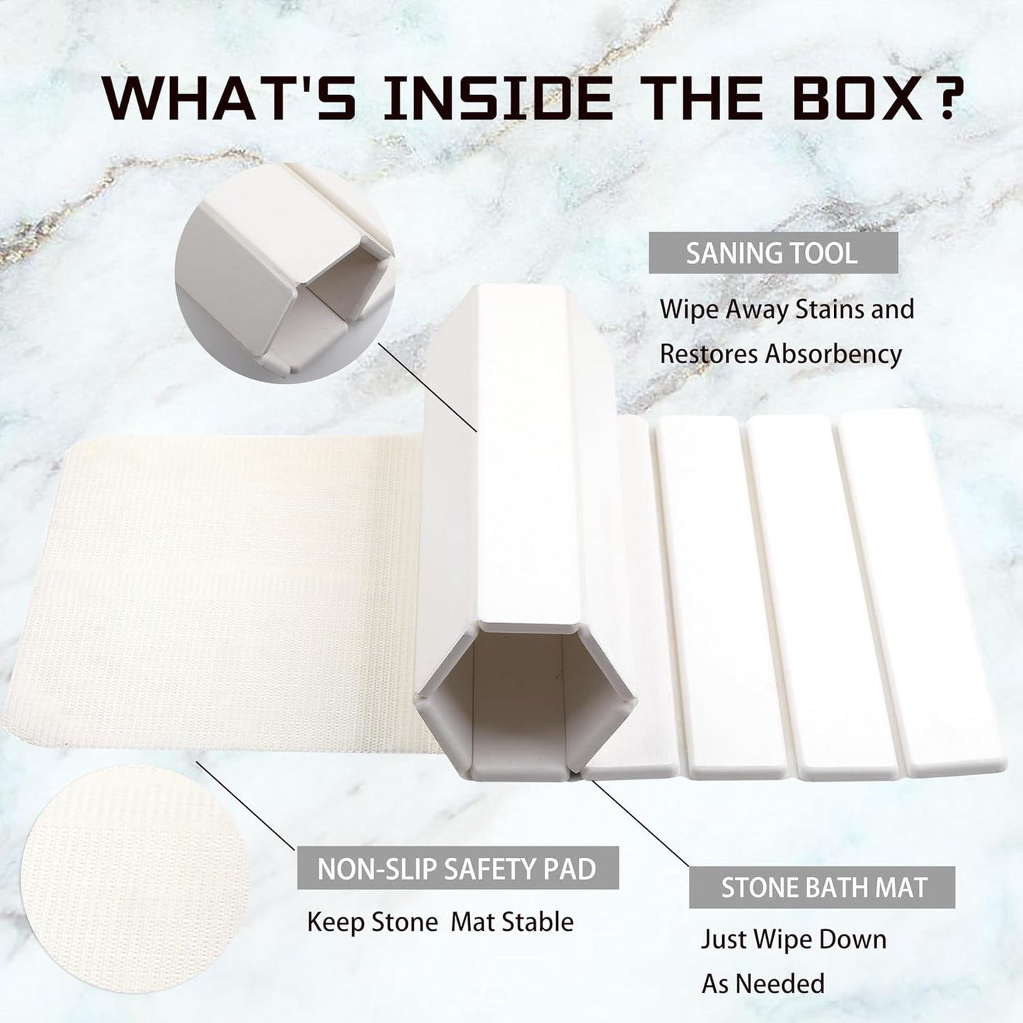 Quick Dry Collapsible Dish Drying Mat, Eco-Friendly Absorbent Diatomaceous Earth Mats for Dishes Bottles Cups 24"×16"Large Stone Dish Drying Mats for Kitchen Counter (White, 24"（L）×16"（W）)