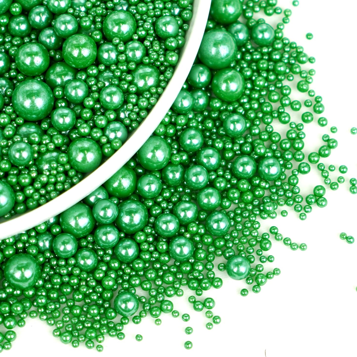 Edible Deep Green Pearl Sprinkles, 130g/4.58oz, Green Pearls Sprinkles for Cake Decorating, Cupcake Toppers, Cake Decorations
