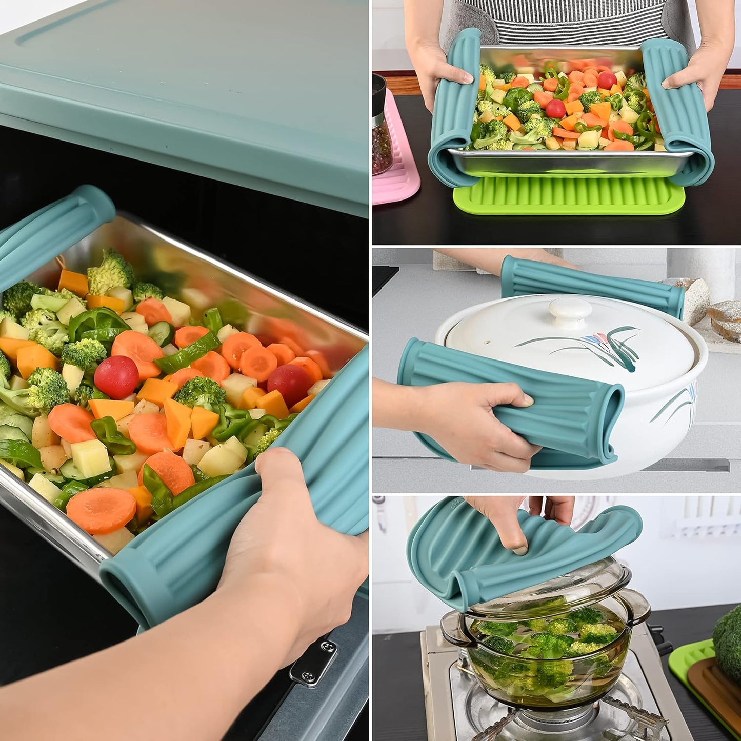 Smithcraft Silicone Trivets Mats for Hot Dishes and Hot Pots, Hot Pads for Countertops, Tables, Pot Holders, Spoon Rest Small Drying Mats Set of 2 Color Black