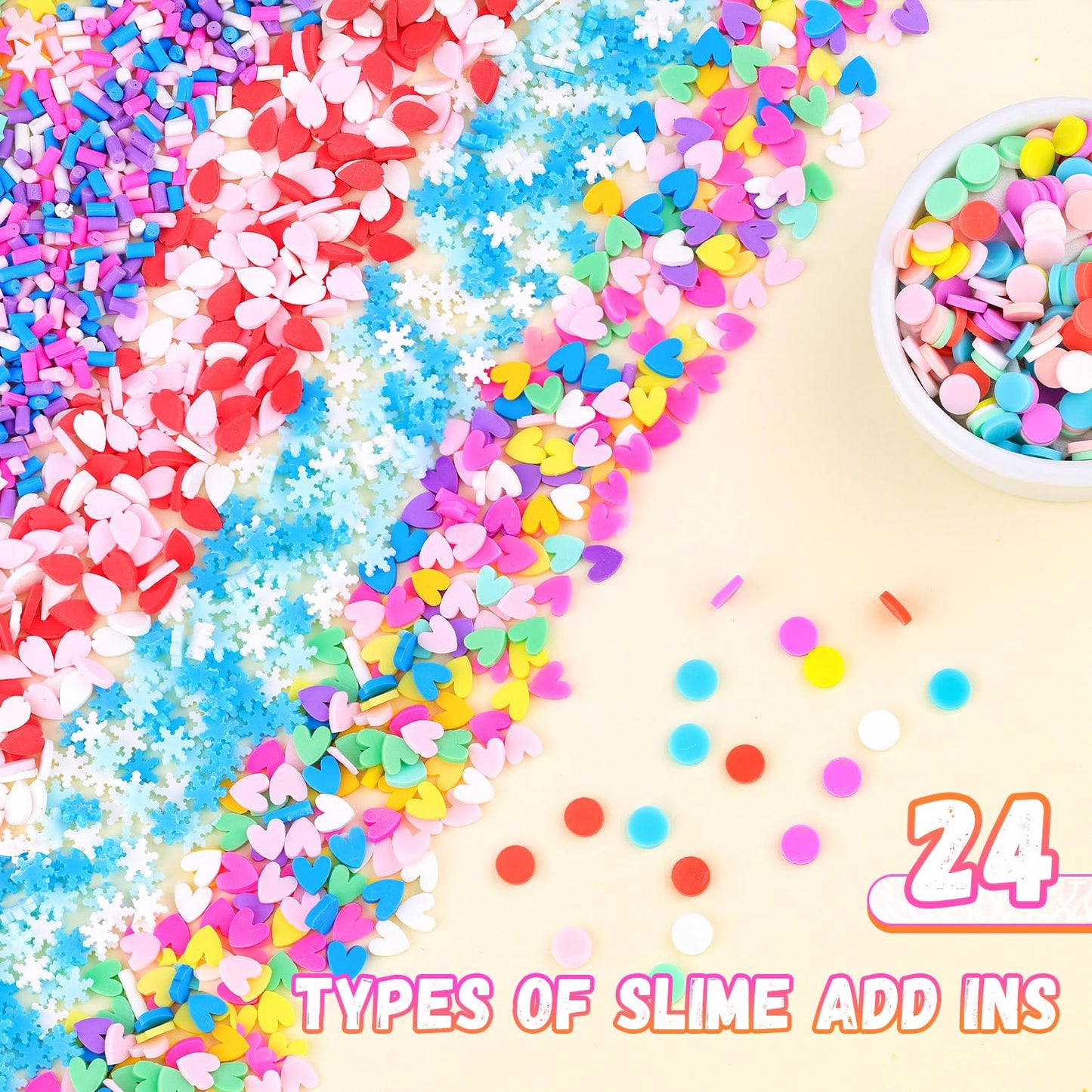 24-Grid Slime Mix Ins Non-edible Polymer Clay Slime Add Ins|Fake Sprinkles Kawaii Charms for Nail Art Design,Lip Gloss,Cellphone Decorations Assorted Sprinkle Decoration & Accessories for DIY Crafting