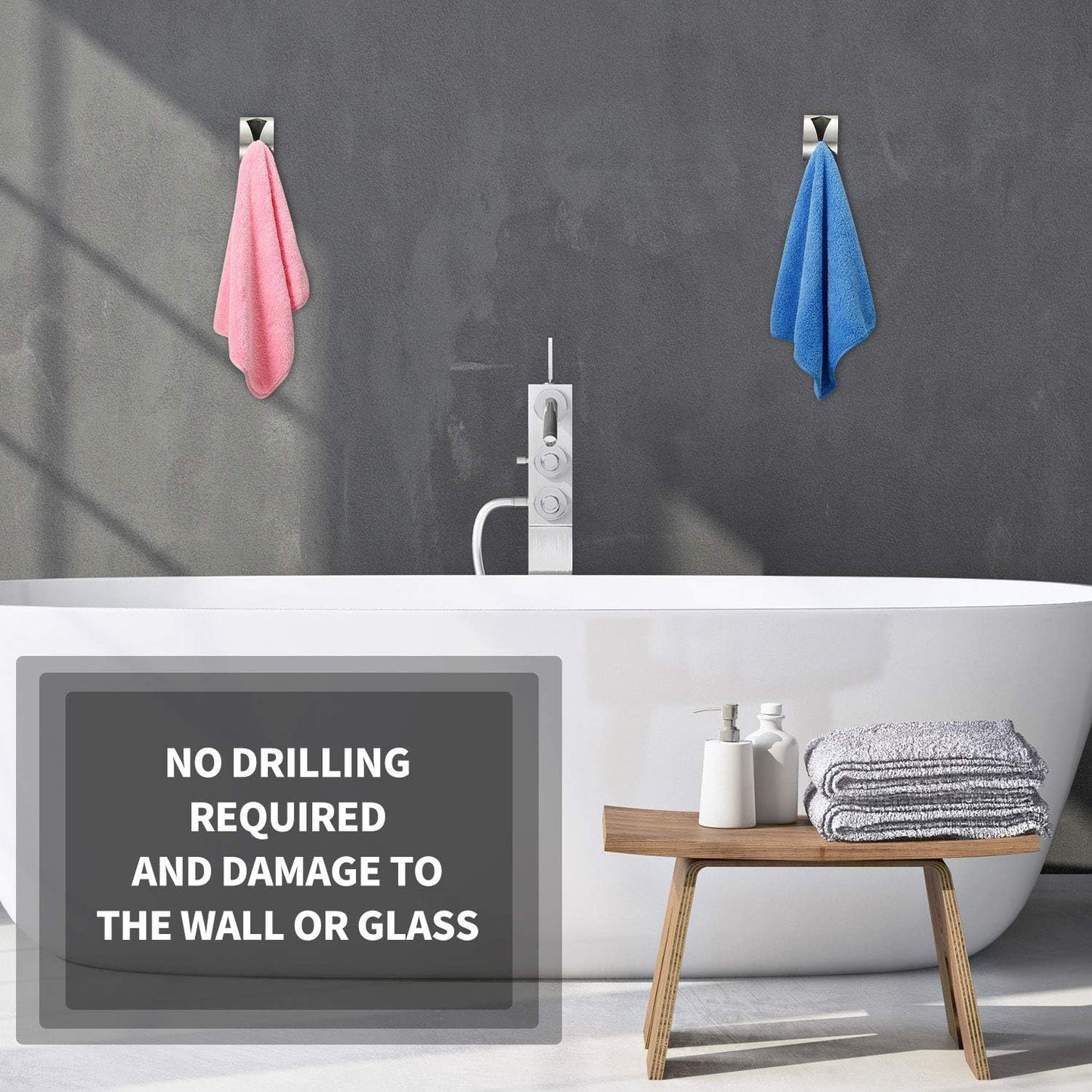 Boao 4 Pcs Self Adhesive Towel Hook Holder Grabber Stainless Steel Kitchen Dish Towel Hook Wall Mount Non Drilling Hangers Rack Hand Tea Holders for Bathroom Accesories Kitchen Gadgets (Silver)