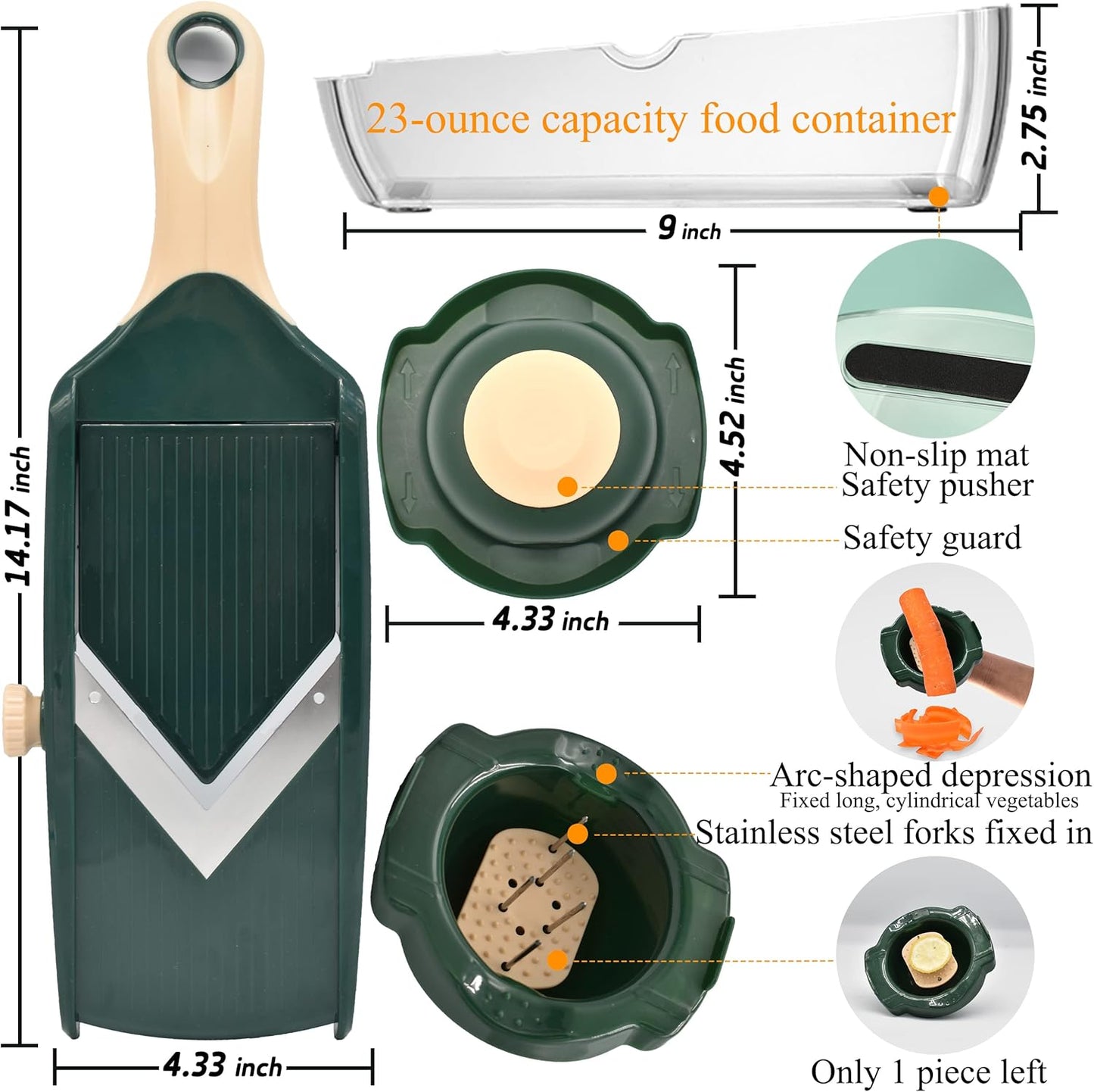 Adjustable Mandoline Slicer for Kitchen - Ultra Sharp V-Blade with Container, Julienning Slicer for Potatoes, Apples, Onions, Tomatoes