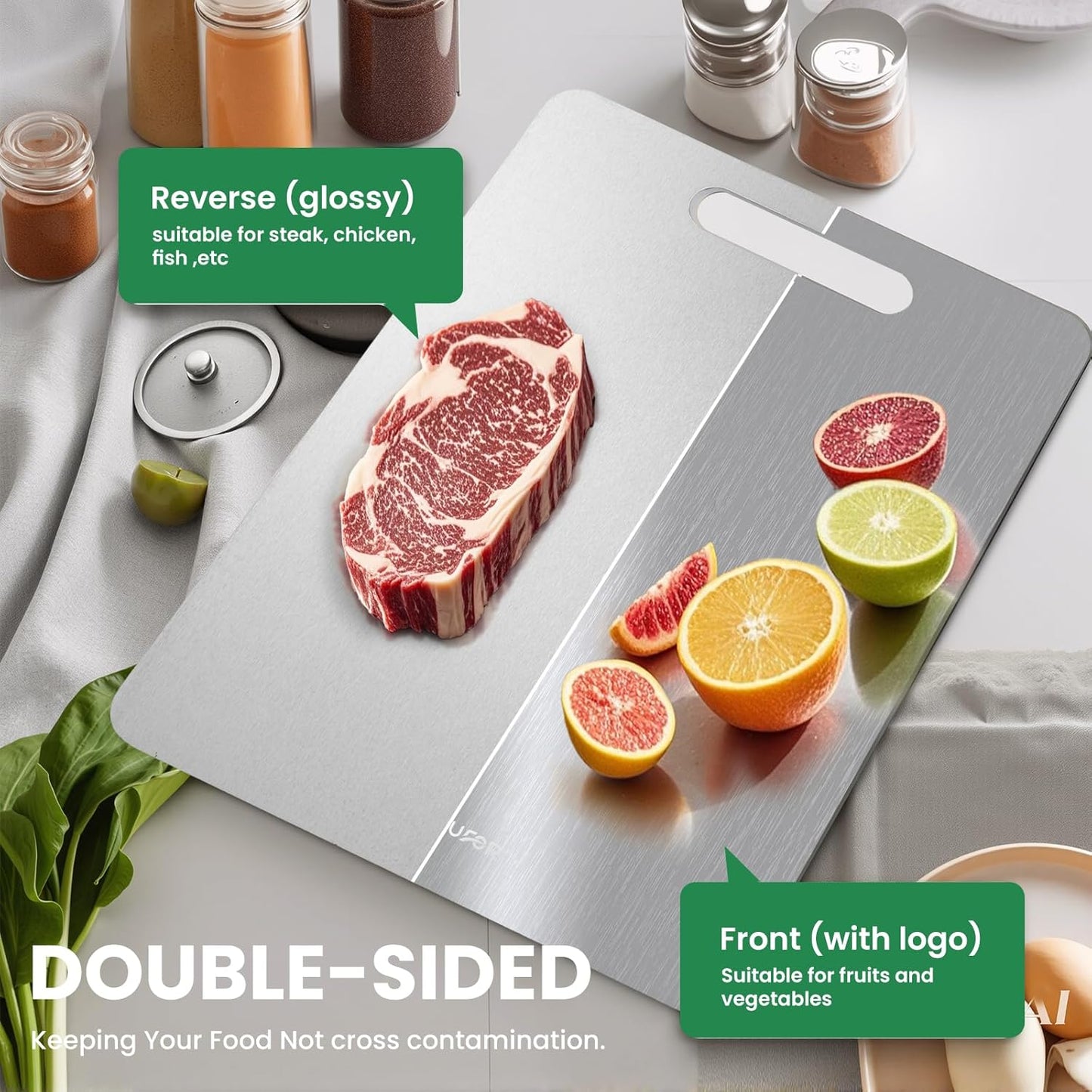 New Titanium Cutting Board, 100% Pure Titanium Cutting Boards For Kitchen, Non-Slip Chopping Board, Dishwasher Safe, Easy to Clean, Durable & Hygienic for Meat, Vegetables, Fruits (15 * 11)