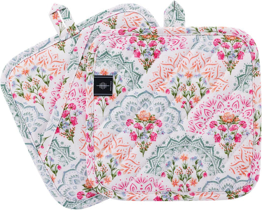 Pot Holders for Kitchen Heat Resistant Hot Pads for Countertops Oven Pot Holders Cotton Potholders for Kitchen Cooking Baking (Mandala)