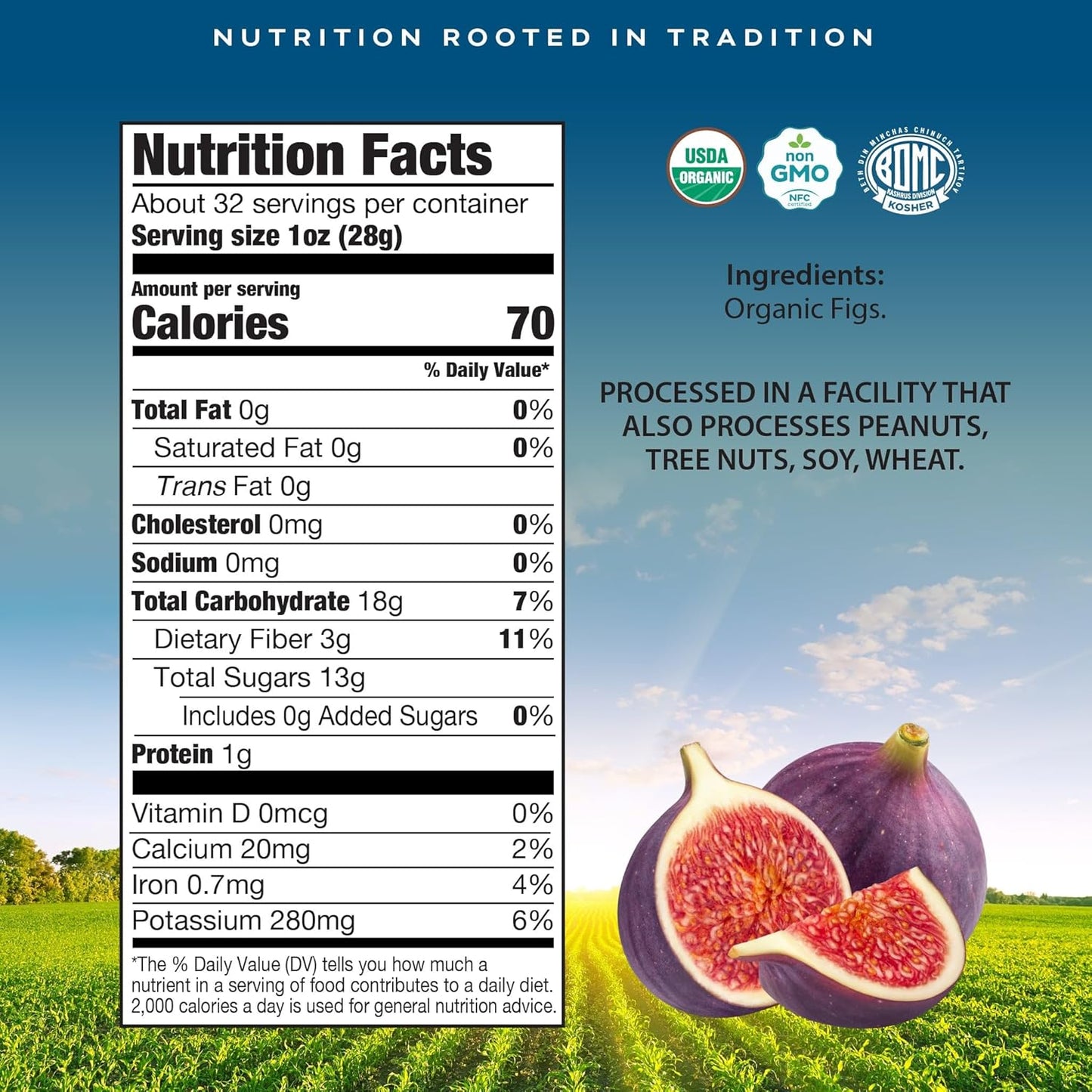 CROP BY POP - Organic Sun-Dried Turkish Smyrna White Figs (Higos, Anjeer) - No Sugar Added, Unsulphured (32oz, 2 LB) Bulk Dry Fruits Packed Fresh in Resealable Bag - USDA Organic, Non GMO, Kosher