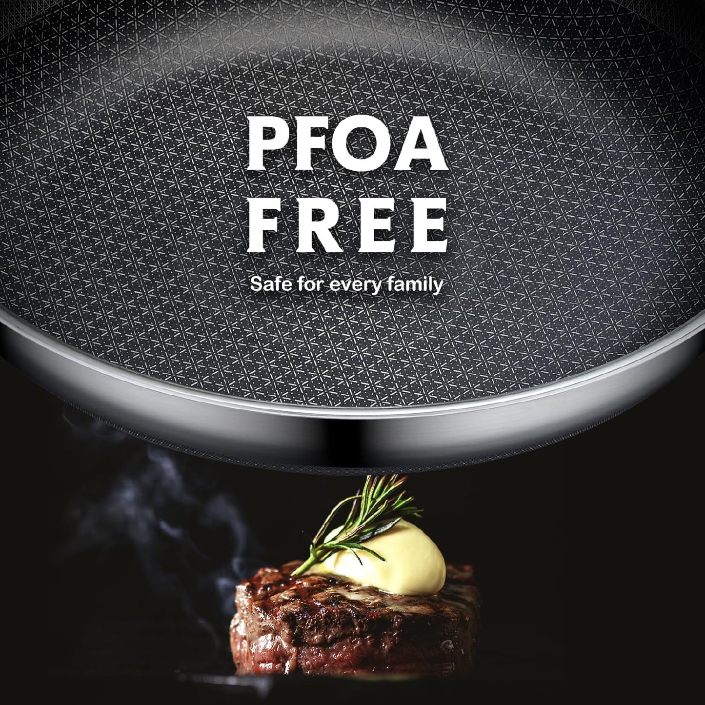 Non Stick Frying Pans, 12 inch Hybrid Frying Pans Nonstick,non stick Stainless Steel Skillets, Dishwasher/Oven Safe Cookware, Induction Compatible, PFOA Free Cookware