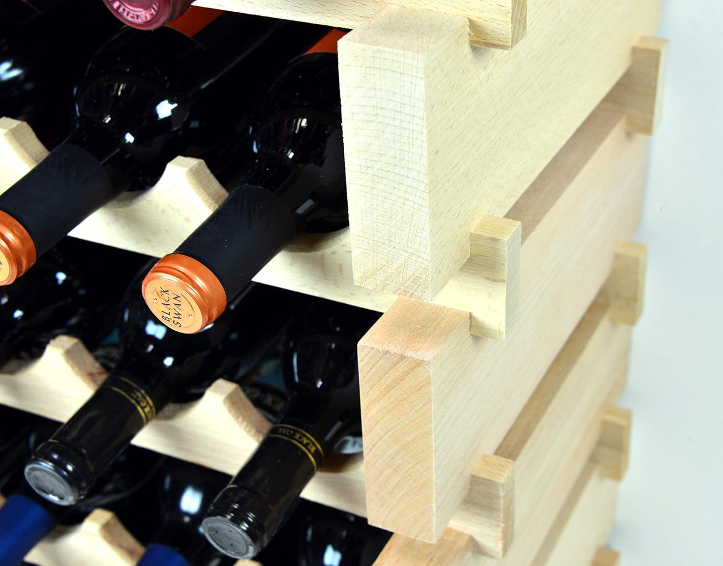 sfDisplay.com,LLC. Modular Wine Rack Beechwood 40-120 Bottle Capacity 10 Bottles Across up to 12 Rows Newest Improved Model (120 Bottles - 12 Rows)