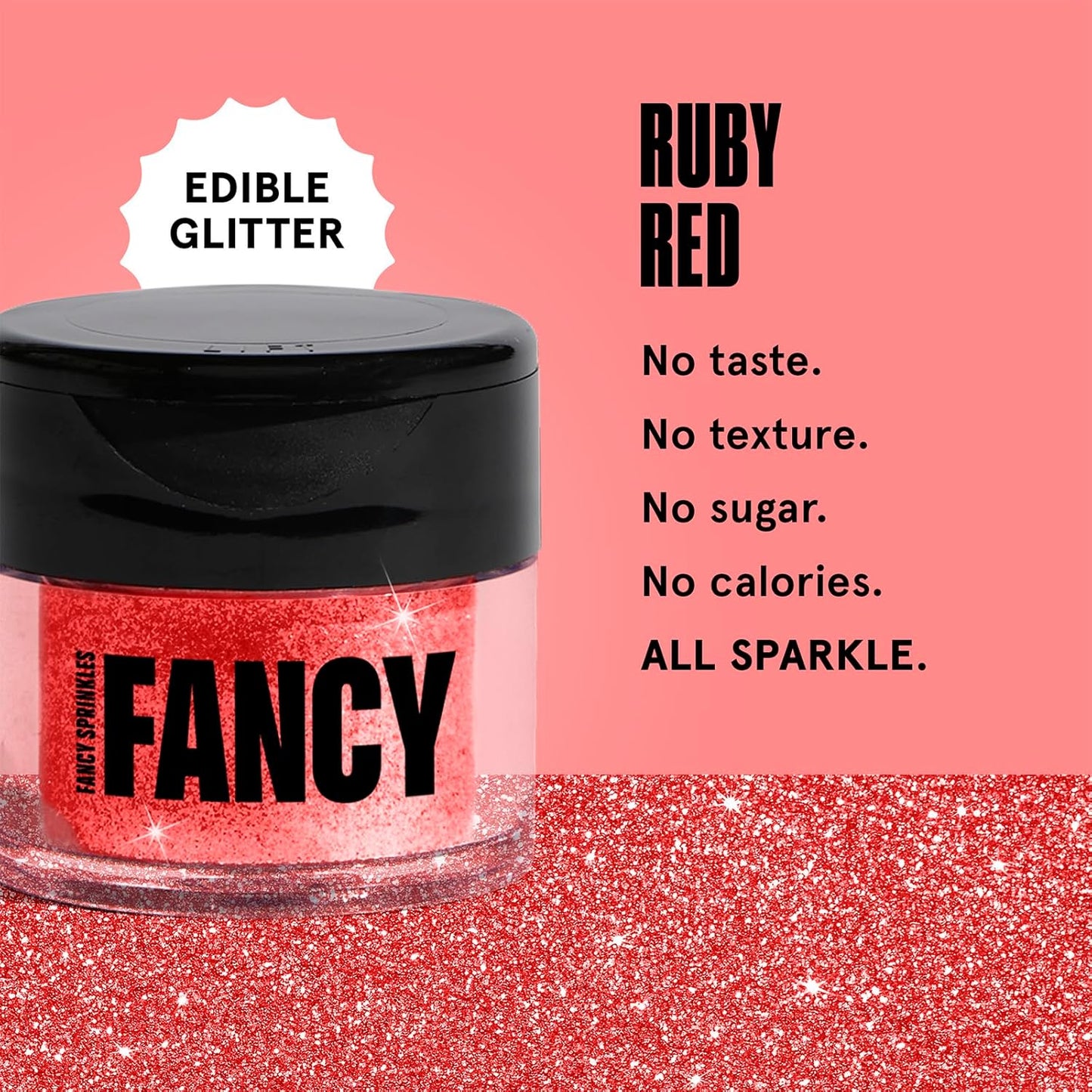 Fancy Sprinkles Ruby Red Premium Edible Glitter, 100% Edible Glitter for Sparkling Food & Drinks No Taste or Texture (4gm)