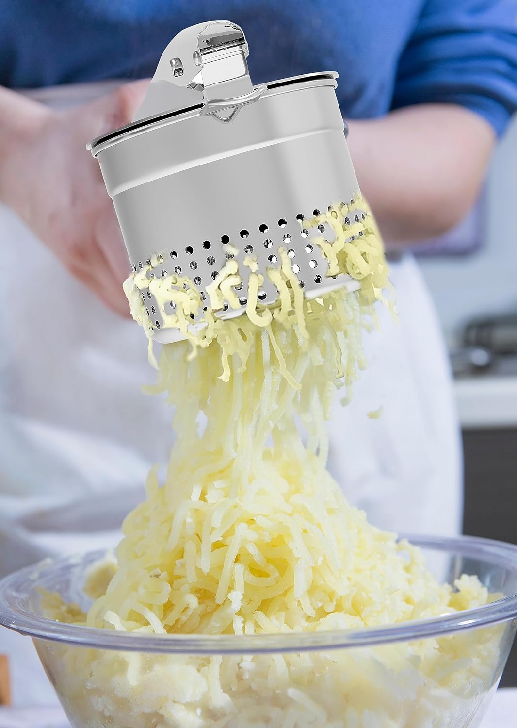 Large 15oz Potato Ricer, Heavy Duty Stainless Steel Potato Masher with Ergonomic Handle, Masher and Ricer Kitchen Tool for Mashed Potatoes, Noodle Maker