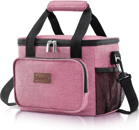 Lifewit Medium Lunch Bag Insulated Lunch Box Soft Cooler Cooling Tote for Adult Men Women, Pink 12-Can (9L)