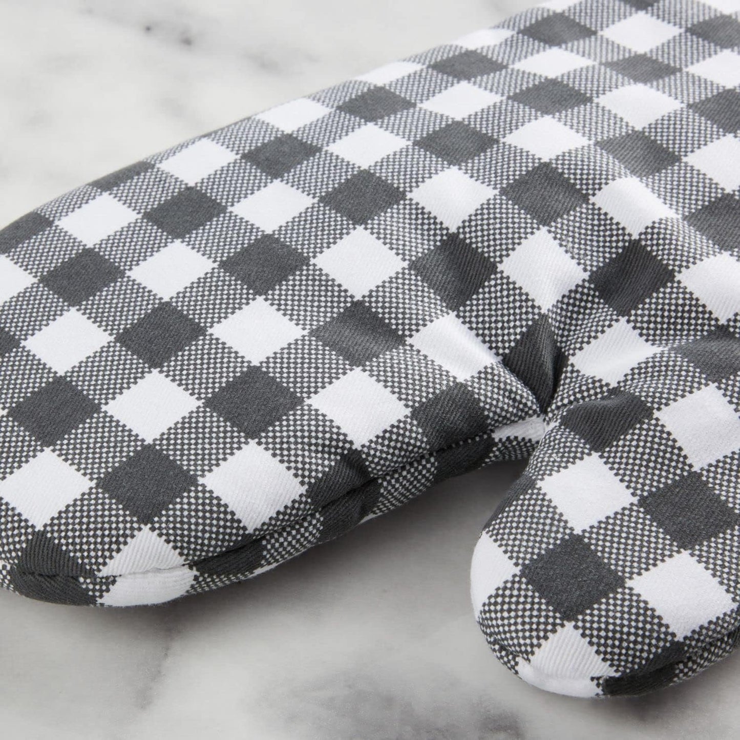 KitchenAid Gingham Oven Mitt 2-Pack Set, Charcoal Grey, 7"x13"