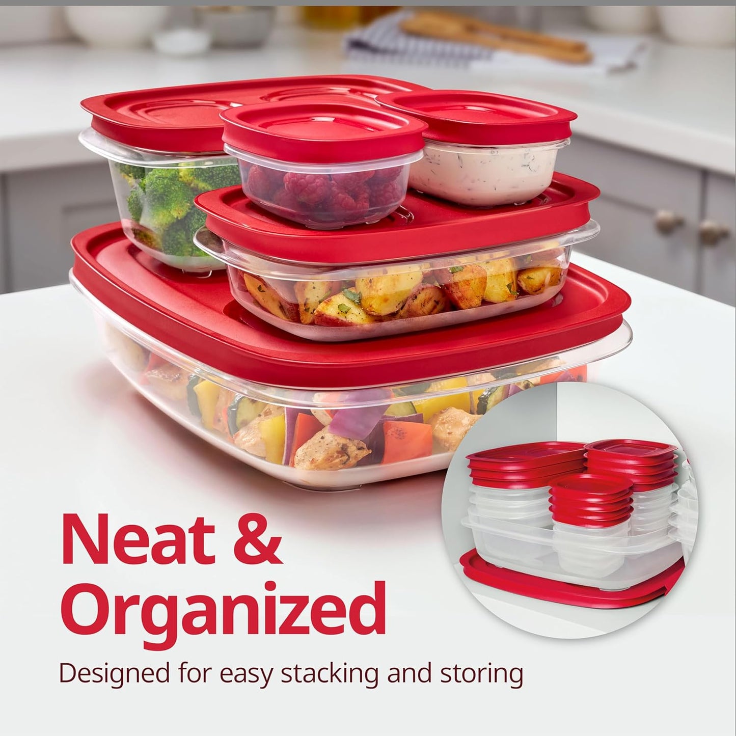 Rubbermaid EasyStore Containers, 44-Piece Set, Food Storage Containers, Food Storage Containers with Lids