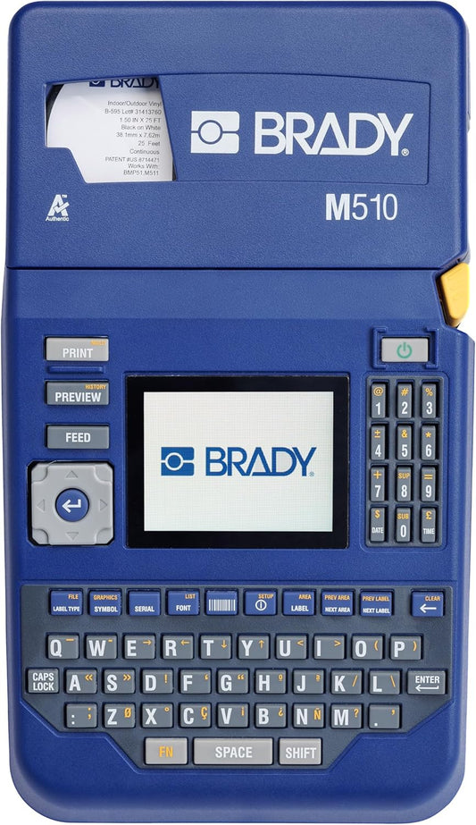 Brady M510 Portable Industrial Label Printer Kit with Product and Wire ID Software, Carrying Case, Label Cartridge, Rechargeable Battery and Charger, 3.75" H x 5.75" W x 10" D