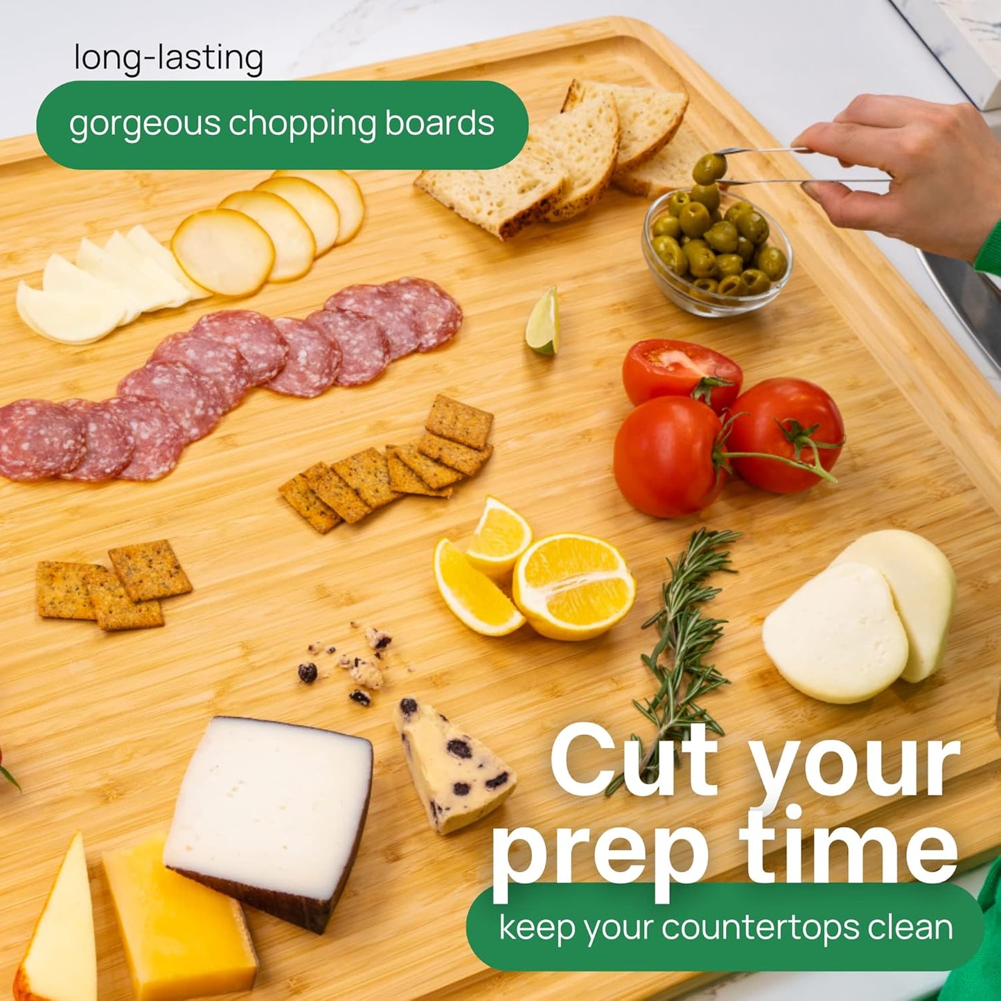 4XL Bamboo Butcher Block Cutting Board - Extra Large Cutting Boards for Kitchen 36 x 24 - Wood Countertop 24 x 36 Cutting Board - Single Tone