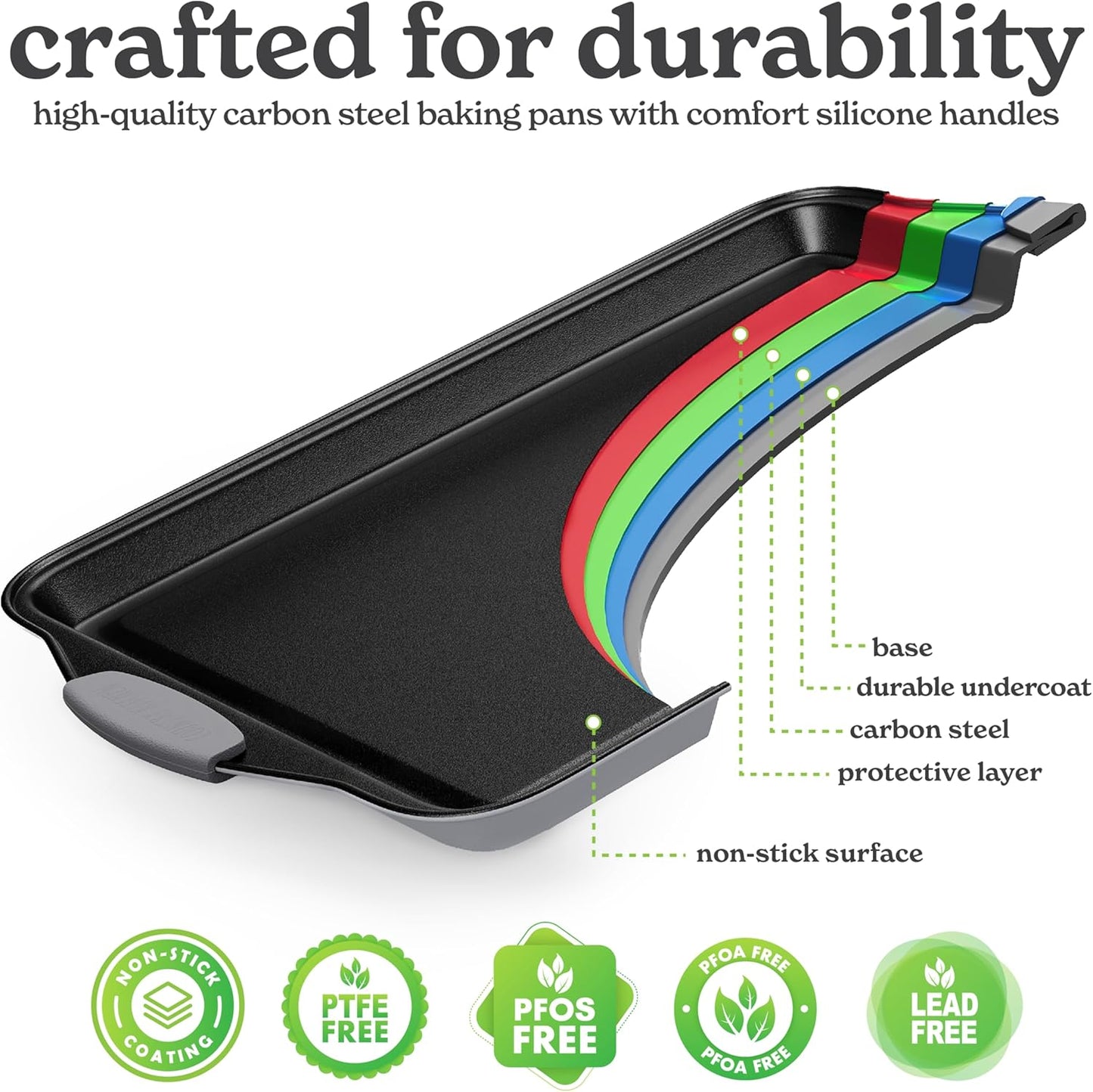 Country Kitchen Nonstick Stackable Bakeware Set - Heavy Duty, Durable, Easy Release Baking Set, Grey, 10 Pcs