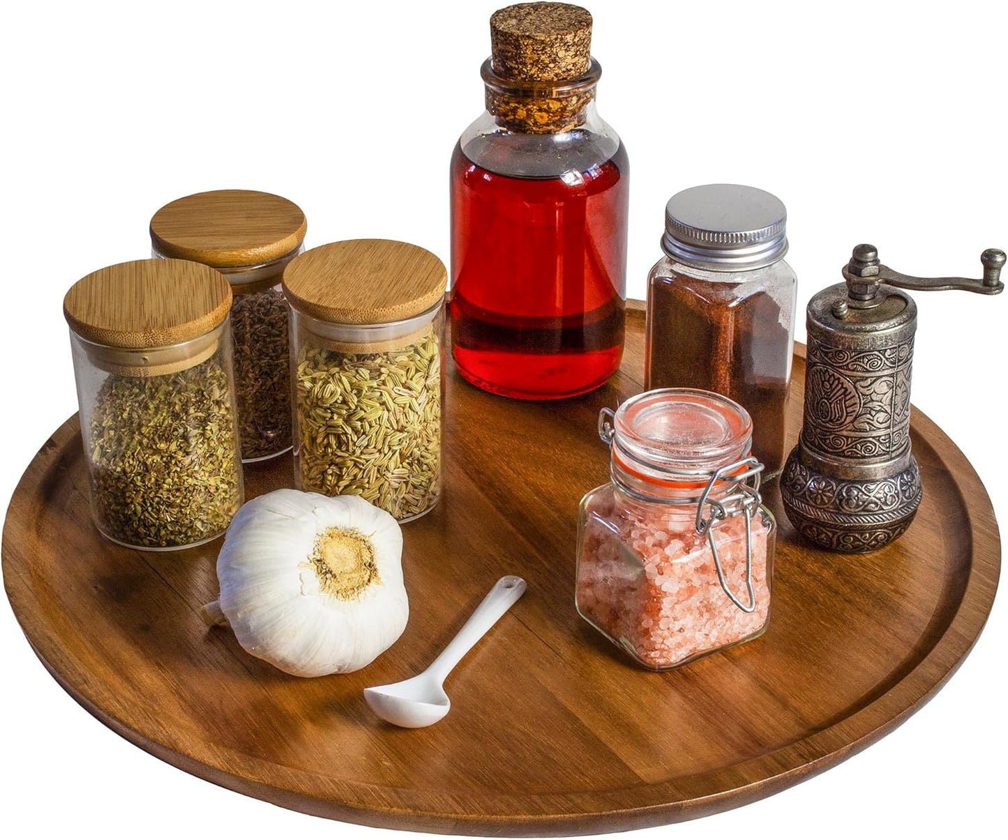Acacia Wood Lazy Susan Organizer Kitchen Turntable for Cabinet, Table, Pantry or Countertop