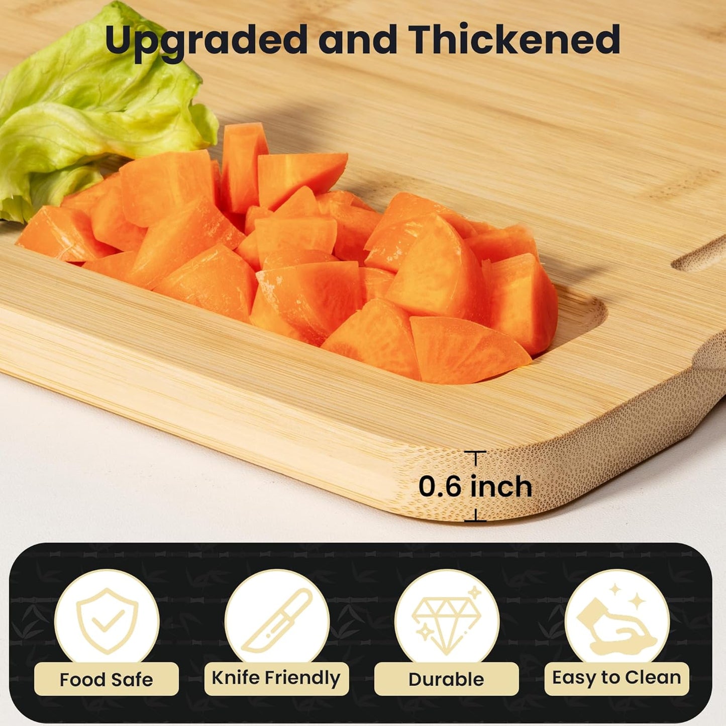 Heimlove Extra Large Cutting Board, 17" Wooden Cutting Boards for Kitchen Charcuterie Boards with Juice Groove and Handles, Chopping Board for Meat, Vegetables and Cheese