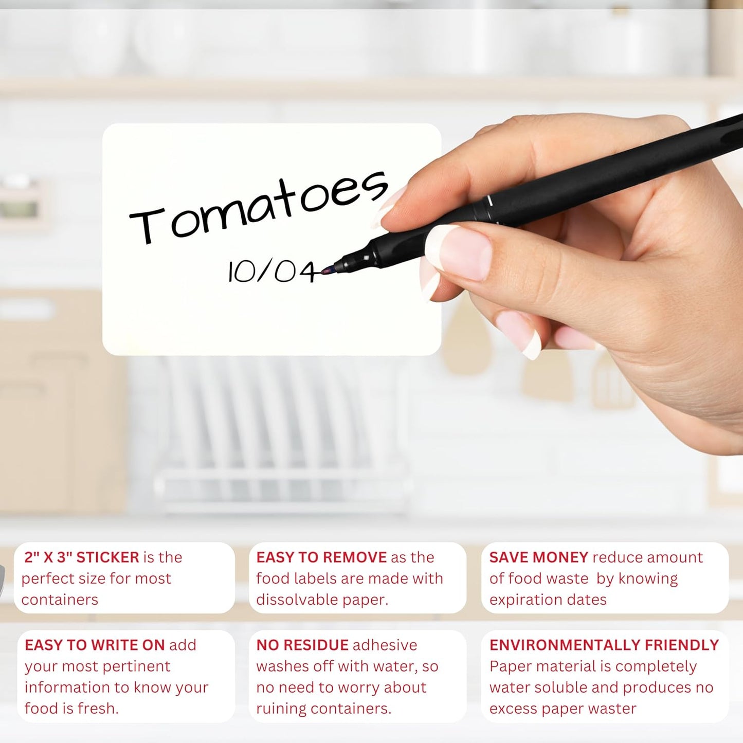 2x3 Dissolvable Food Labels, 250 Label Stickers, Bottle Labels for Storage Bins, Sticker Labels for Food containers, (250, Blank)