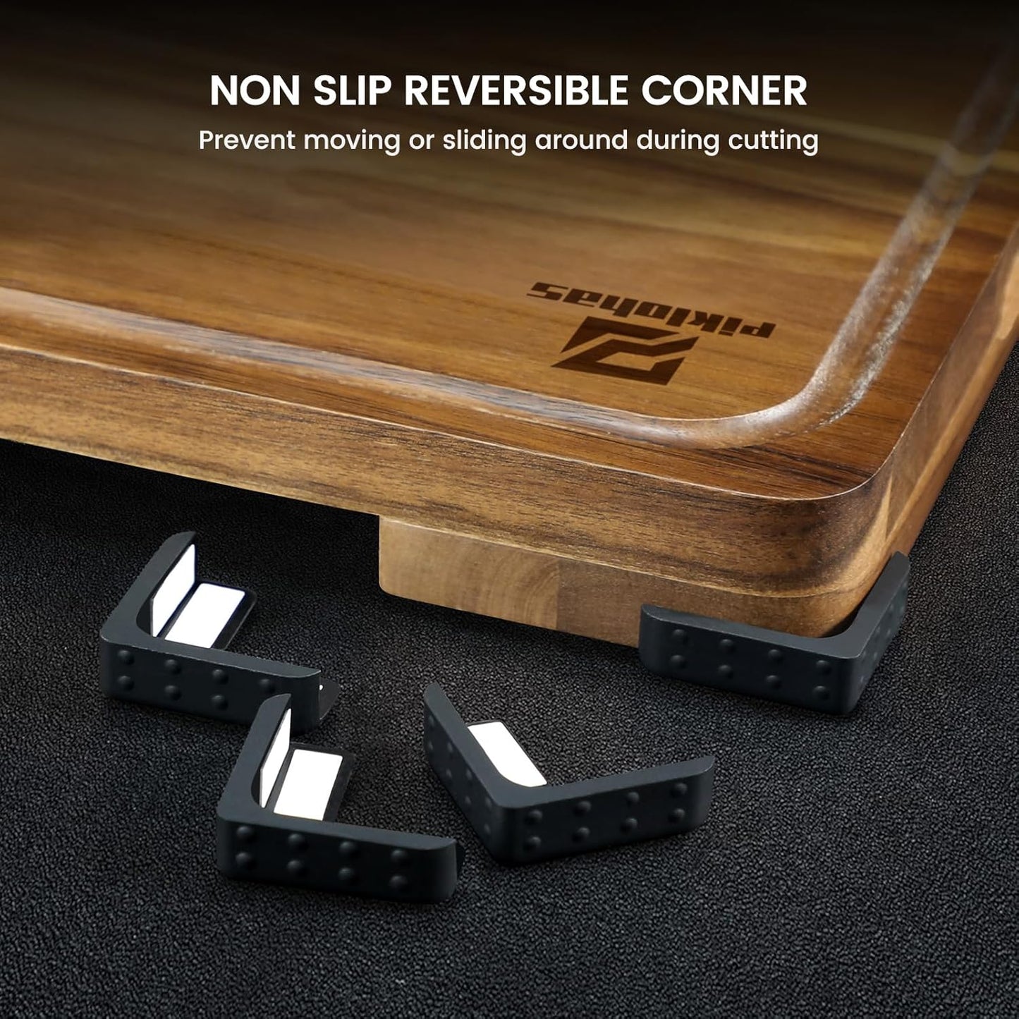 Cutting Boards Large Set of 7, Acacia Wood Charcuterie Chopping Board for Kitchen with Holder Non Slip Feet, Plastic Serving Board Mats, Juice Groove, Reversible Butcher Block for Meat Cheese Bread