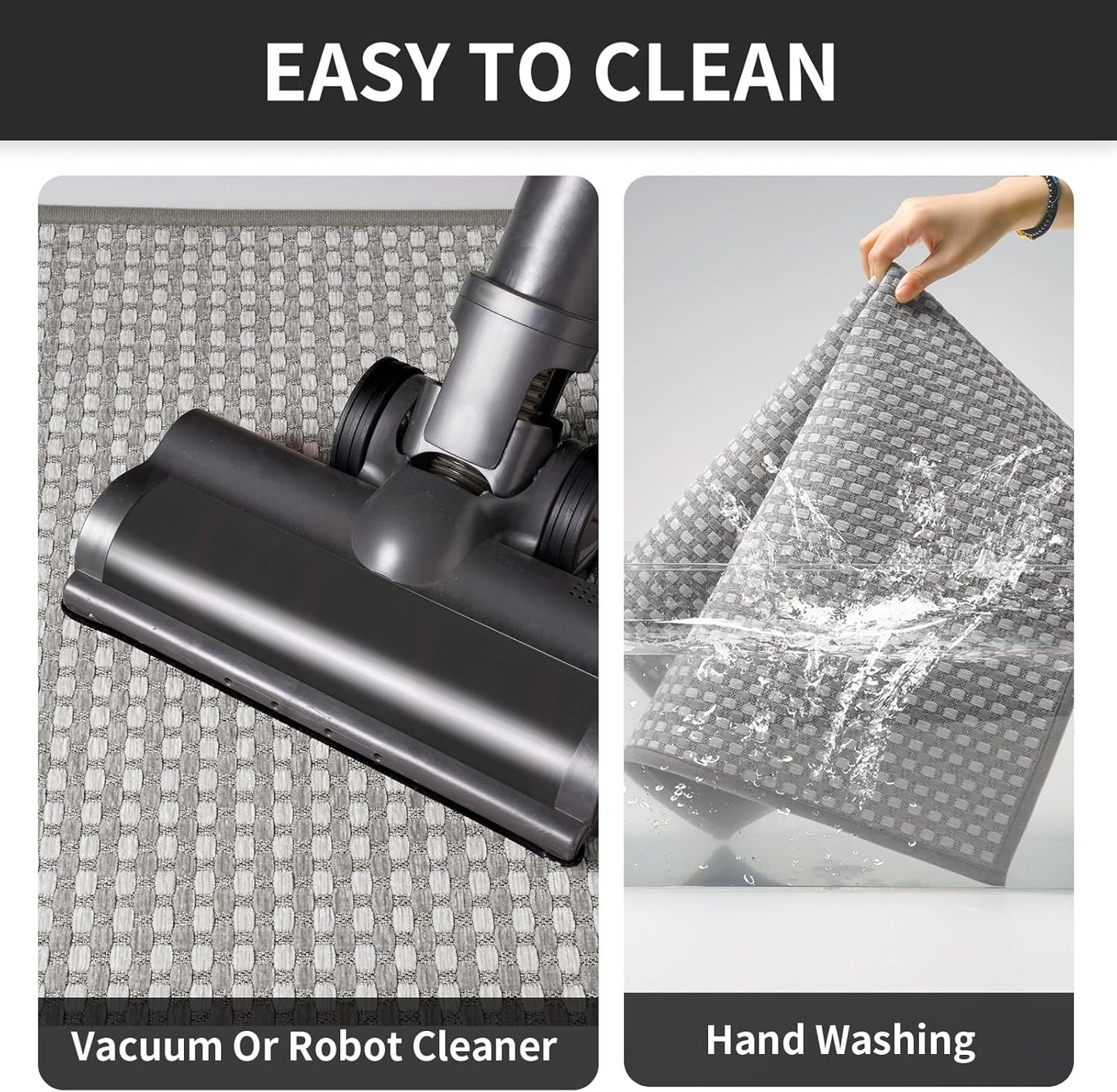 Long Kitchen Runner Rugs Kitchen Mat Non Slip Washable, Super Absorbent Soft Chenille Braided Kitchen Mats for Floor, Rubber Backing Kitchen Floor Sink Standing Mat, Easy Clean, Gray 24"x71"