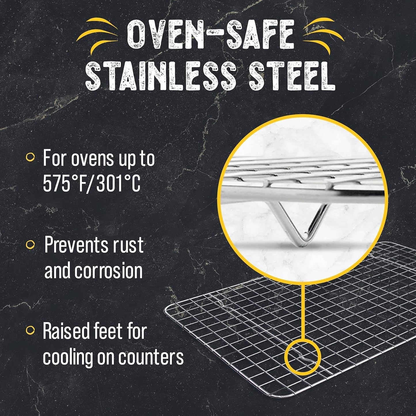 Checkered Chef Cooling Rack for Cooking and Baking - 8” x 11 ¾" Stainless Steel, Oven Safe Grid Wire Cookie Cooling Racks