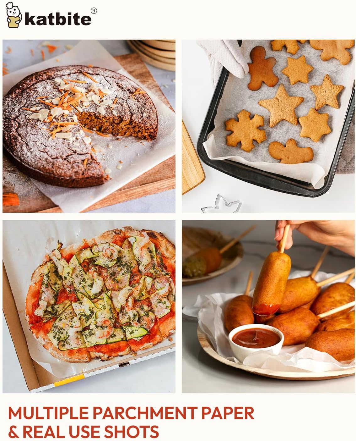 Katbite 75Pcs White Parchment Paper Sheets 12x16IN, Pre-Cut Heavy Duty Parchment Baking Paper, Non-Stick Half Sheet White Baking Parchment Paper for Air Fryer, Baking Cookie Pans[Advanced Series]