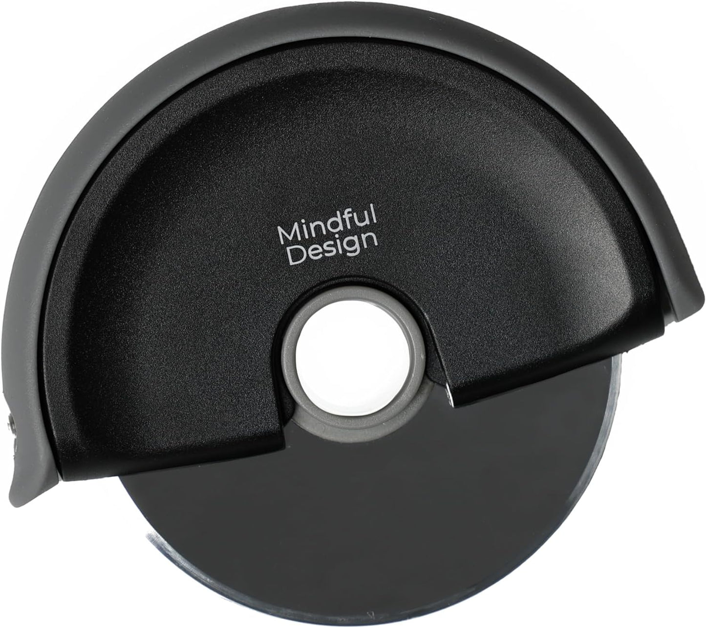 Mindful Design Pizza Cutter Wheel with Protective Blade Cover, Easy to Clean and Dishwasher Safe Handheld Pizza Slicer