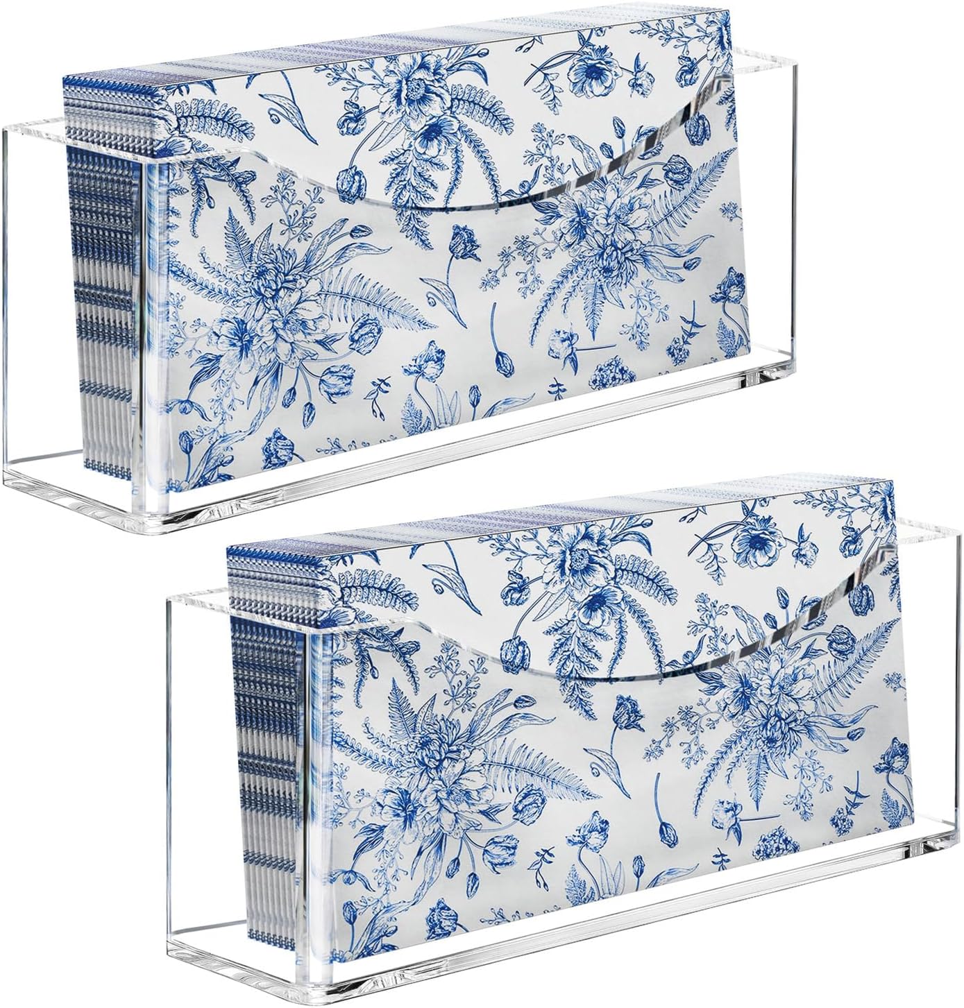 Acrylic Napkin Holder 2 PCS, Guest Towel Holder, Clear Waterproof Vertical Napkins Holder for Dining Table, Disposable Hand Towels Tray for Bathroom, Hotel, Kitchen