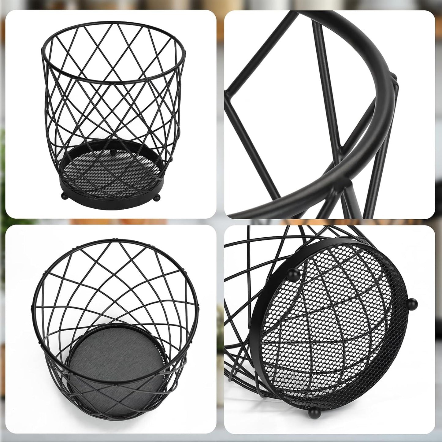 MACEVIA Utensil Holder for Kitchen Counter, Black Metal Organizer with Diatomaceous Earth Base, 7.5" + 5.4", Countertop Storage for Spoons,Spatulas and Cooking Utensils,Set of 2