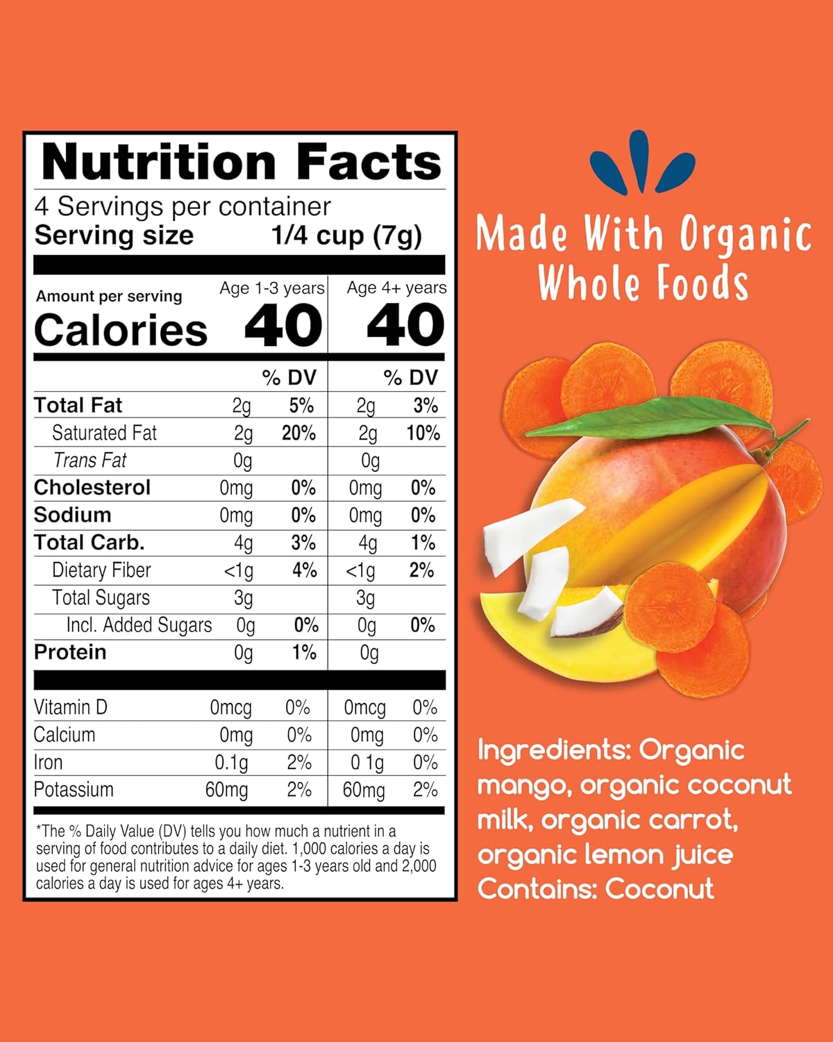 Amara Smoothie Melts - Mango Carrot - Baby Snacks Made With Fruits and Vegetables - Healthy Toddler Snacks For Your Kids Lunch Box - Organic Plant Based Yogurt Melts - 6 Resealable Bags