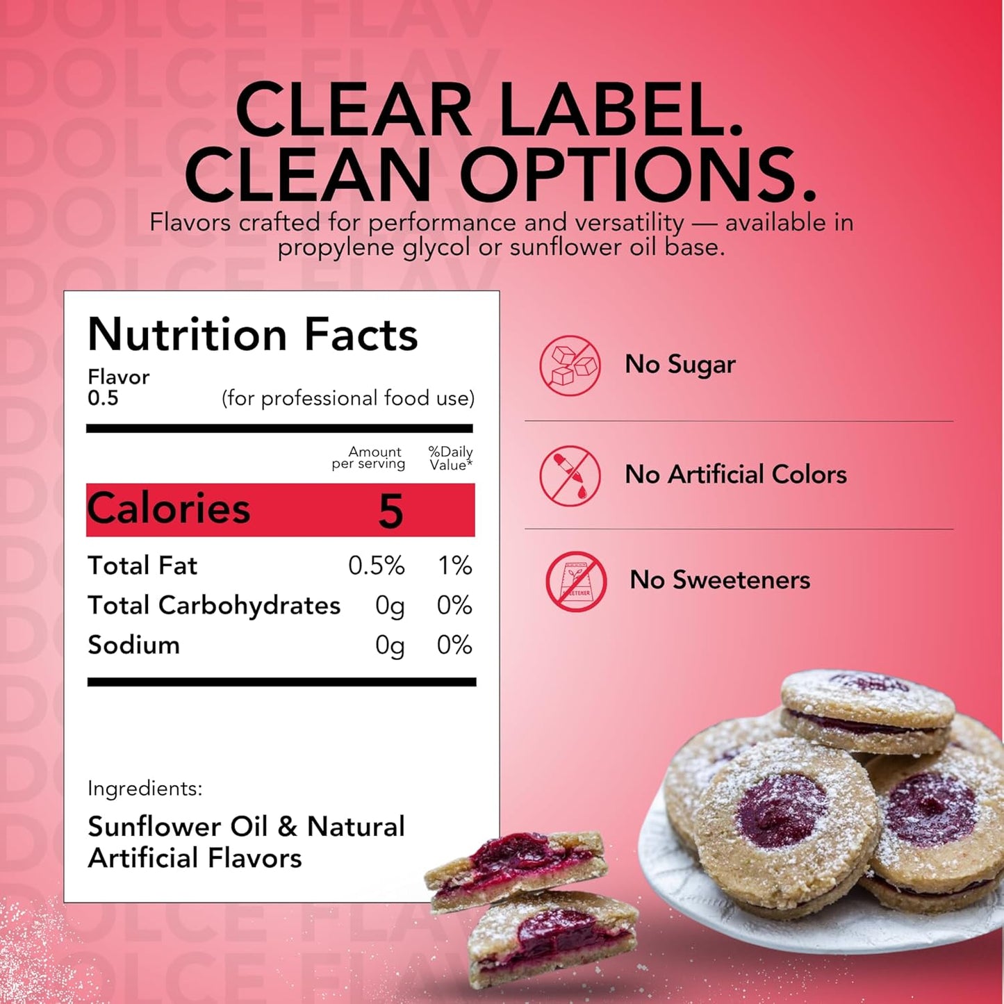 Dolce Flav Raspberry Extract (Oil-Soluble) 8 oz – Kosher, Sugar-Free, Concentrated Raspberry Flavoring for Chocolates, Candies & Baking, Includes Measured Dropper