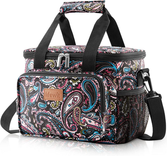 Lifewit Medium Lunch Bag Insulated Lunch Box Soft Cooler Cooling Tote for Adult Men Women, Paisley 12-Can (9L)