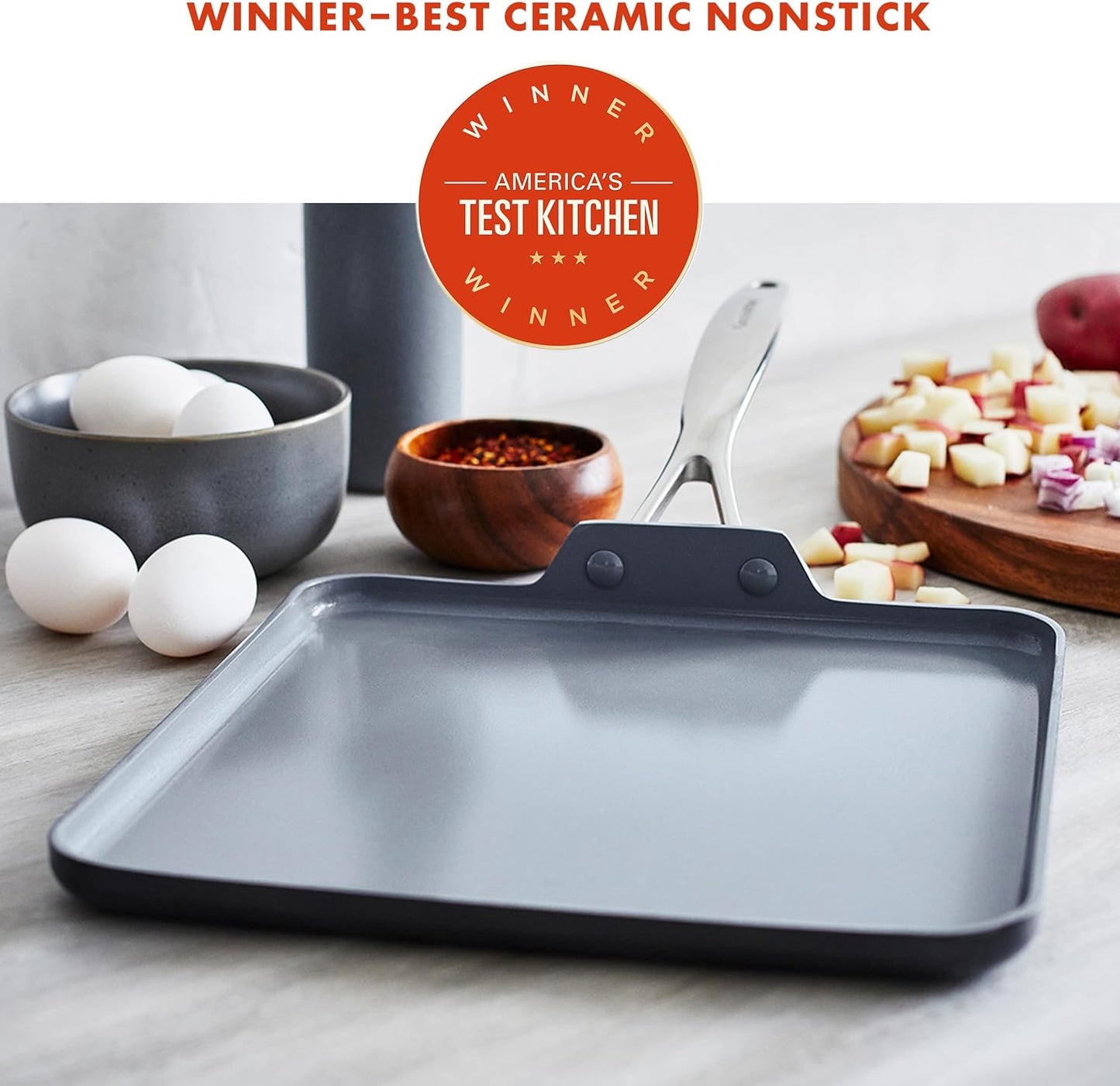 GreenPan Valencia Pro Hard Anodized Healthy Ceramic Nonstick 11" Griddle Pan, PFAS-Free, Induction, Dishwasher Safe, Oven Safe, Gray