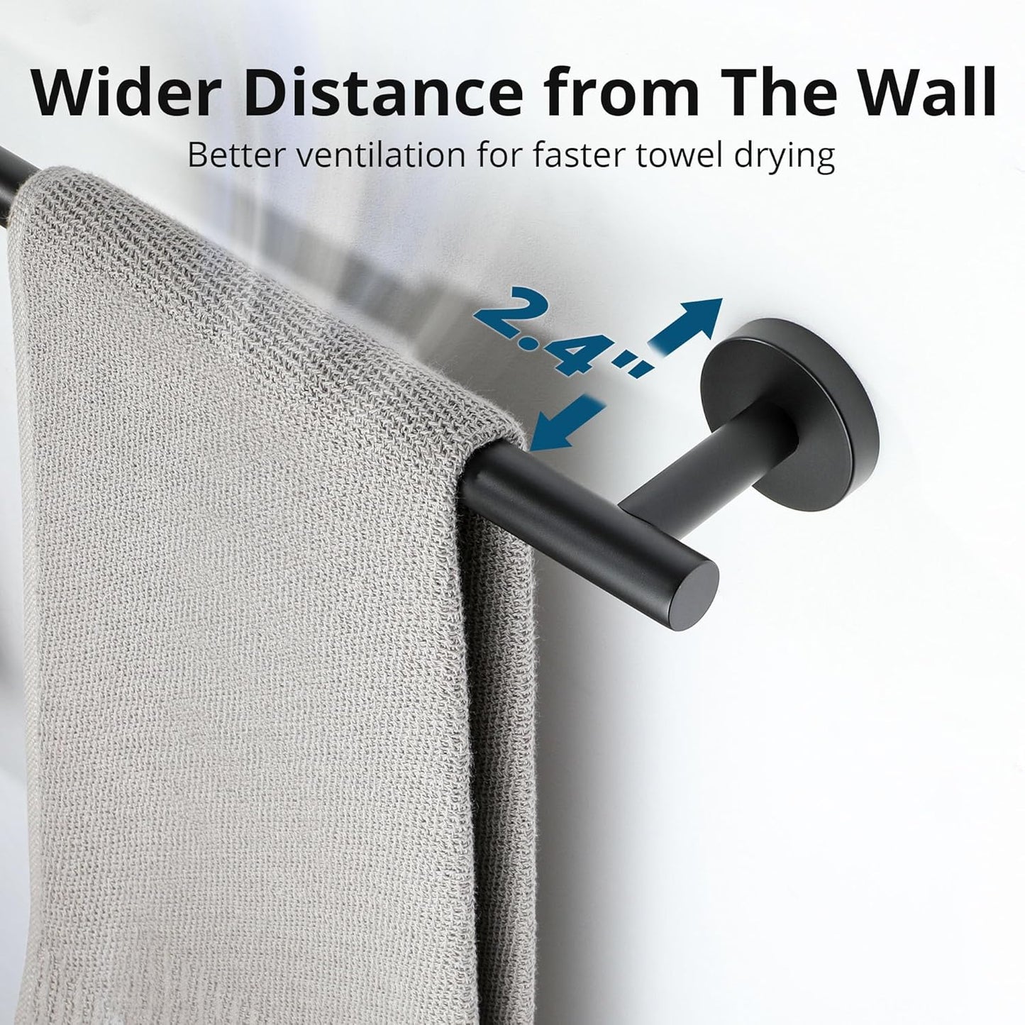 SAYAYO Black Towel Bar for Bathroom, Towel Rack Wall Mounted 31.5 Inch, Towel Rod Towel Holder SUS304 Stainless Steel (Hanging Length 29-Inch)
