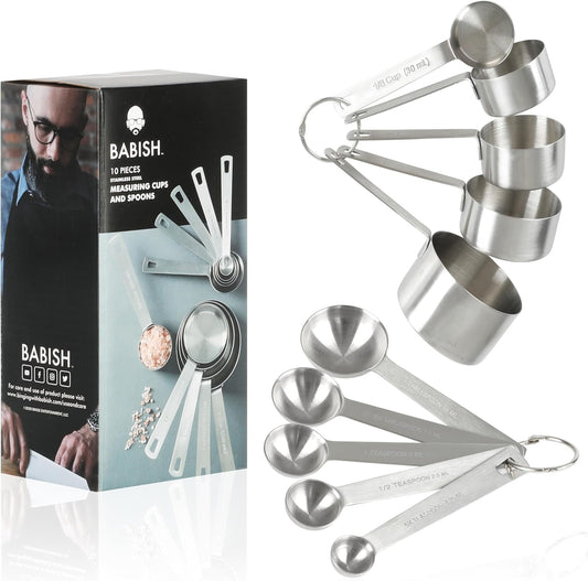 Babish 10-Piece Stainless Steel Measuring Cups & Spoon Set