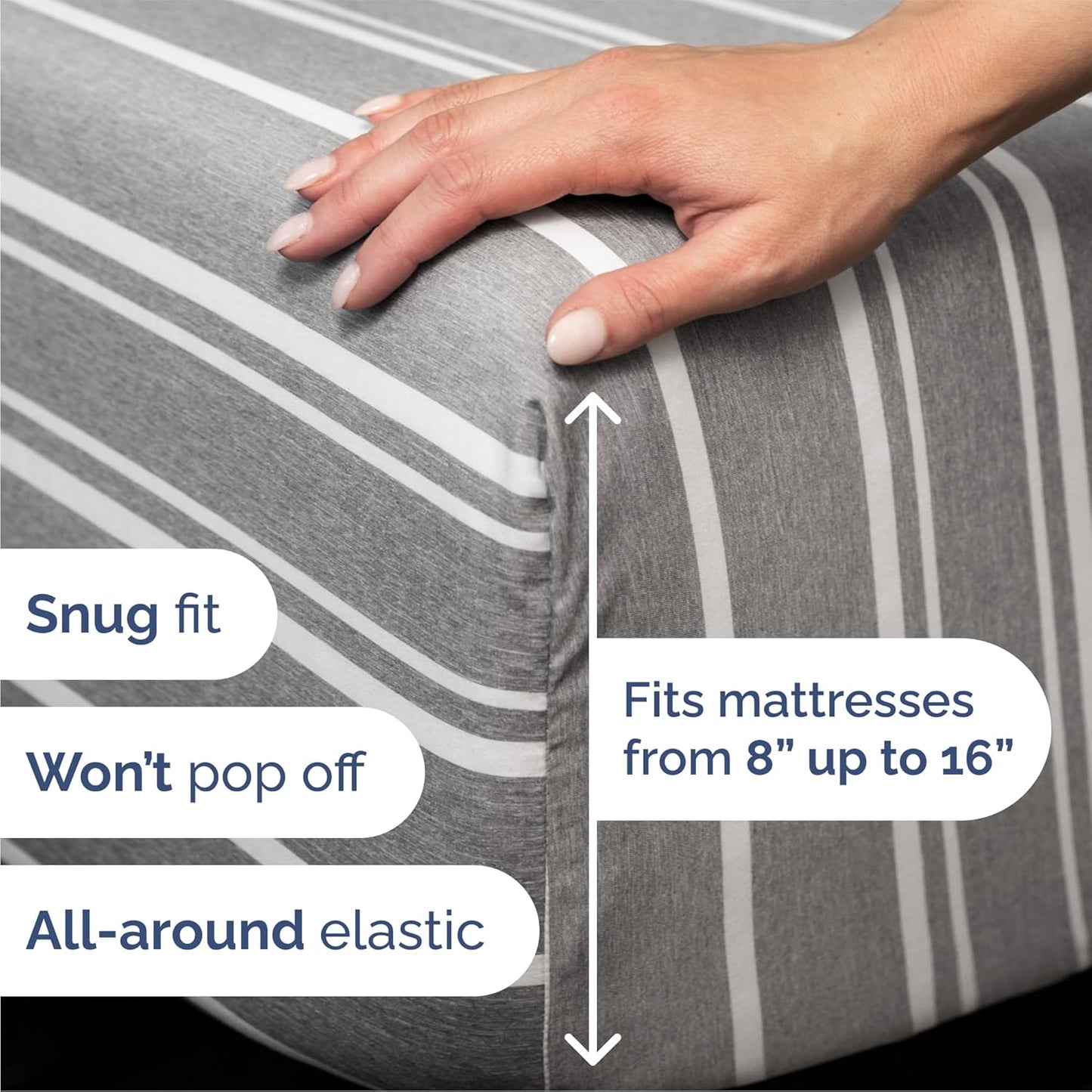 Queen Size 4 Piece Sheet Set - Comfy Breathable & Cooling Bed Sheets Set - Hotel Luxury Bedding for Women, Men, Kids, Teens, Boys & Girls - Deep Pockets, Soft, Wrinkle Free - Oeko-Tex - Grey Stripes 3